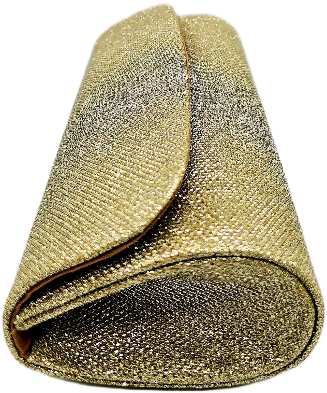 Unknown London Elegant Gold Glitter Evening Clutch with Chain Strap Size ONE SIZE - 5 Thumbnail