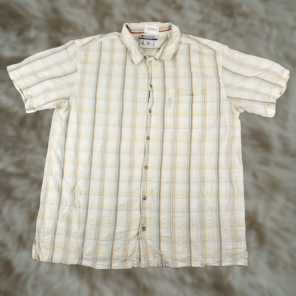 Vintage Columbia Shirt Mens XL Beige Plaid Button-Up Short Sleeve Casual Business Formal Workwear Paperback? Size US XL / EU 56 / 4 - 1 Thumbnail