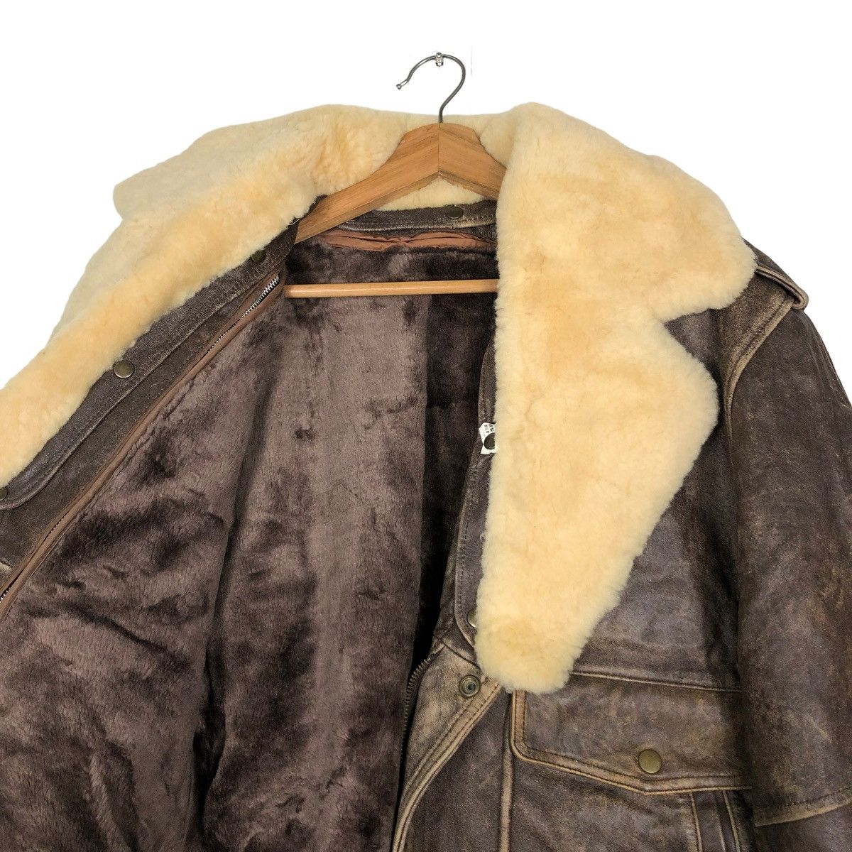 Japanese Brand 🔥VINTAGE FLY LEATHER JACKET BIKER MINK FUR COLLAR Size US M / EU 48-50 / 2 - 12 Thumbnail