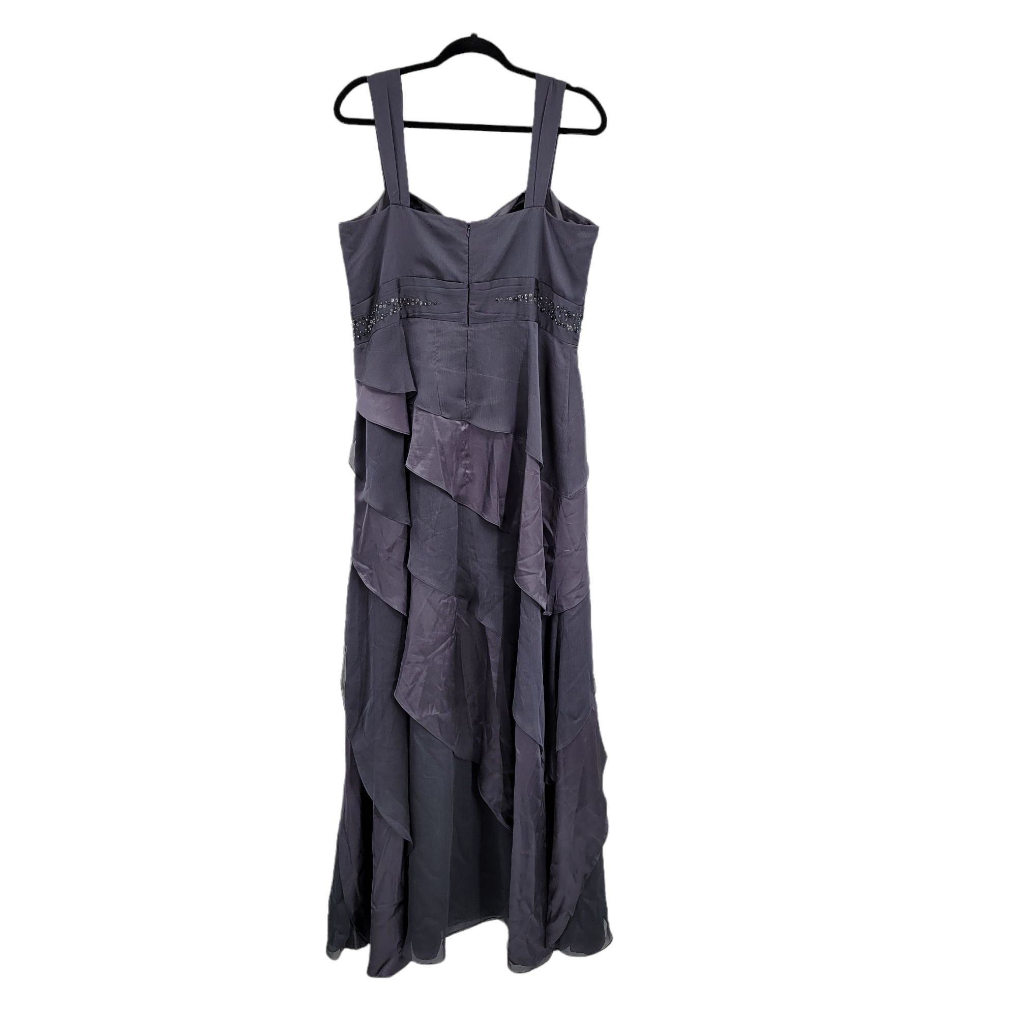Adrianna Papell Vtg Starburst Ruffle Gown Sz 16 Gunmetal Gray Dress Tiered Size XXL / US 16-18 / IT 52-54 - 7 Thumbnail