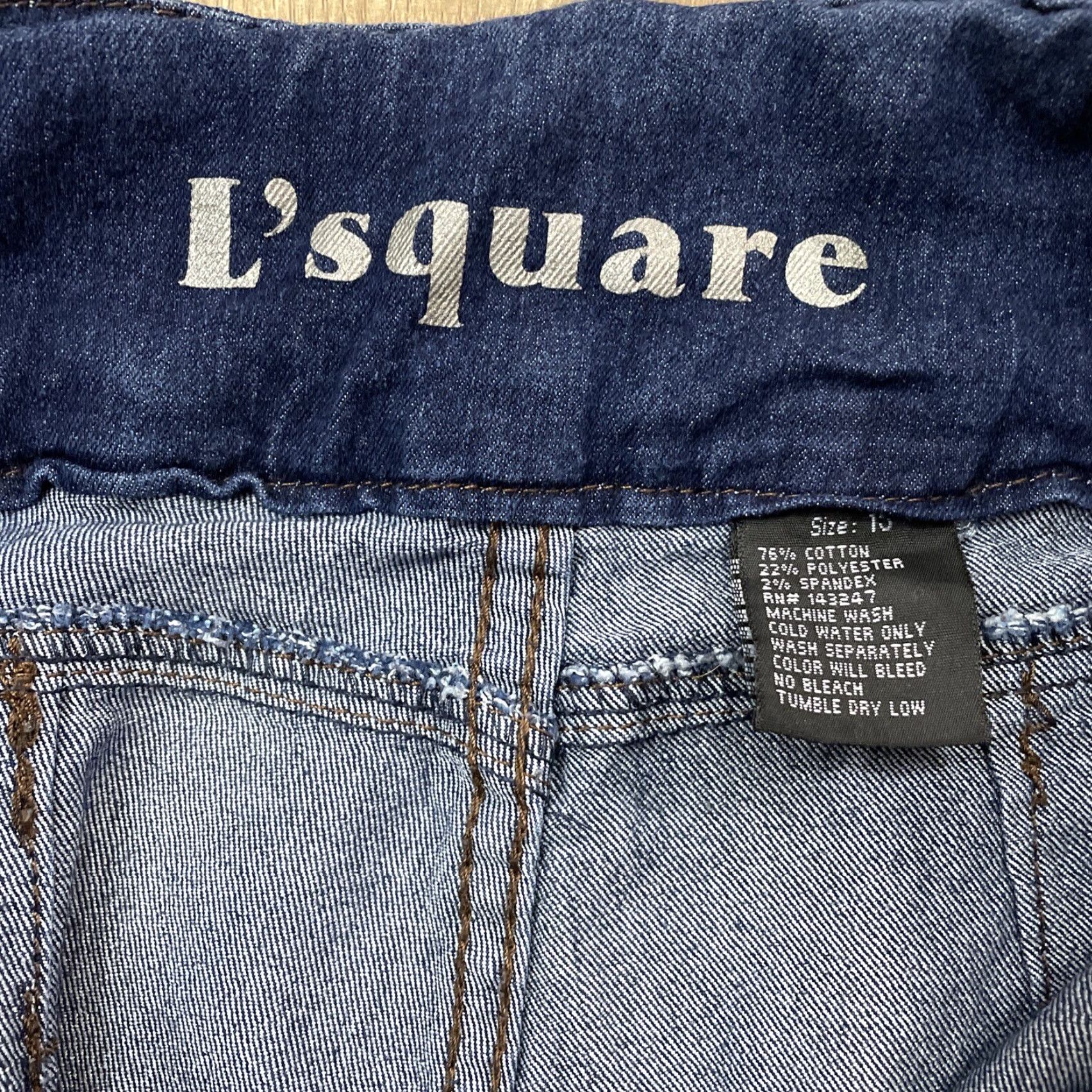 Denime L'Square Womens Jeans 15 Blue Denim Slim Straight Leg Distressed 5-Pocket Size 36" / US 14 / IT 50 - 3 Thumbnail