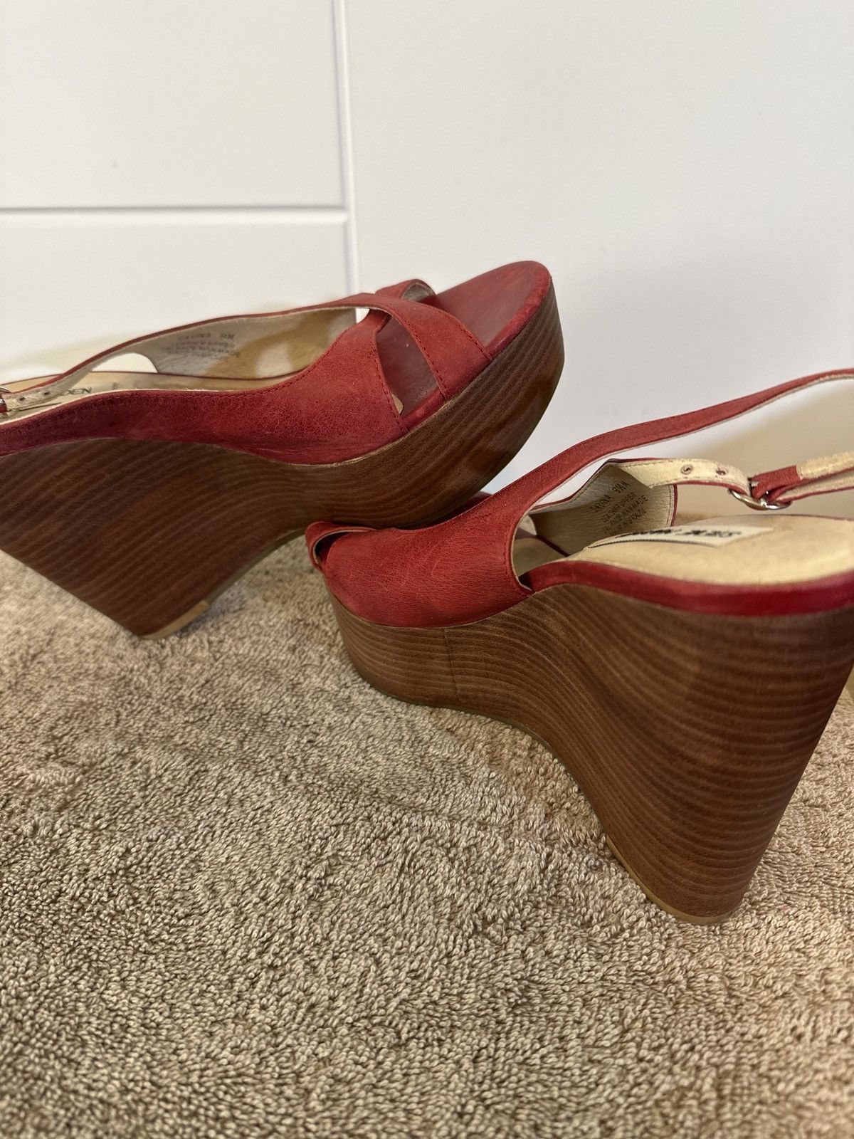 Steve Madden Y2k Red and Brown Steve Madden Platform Sling Back Heels Size US 8.5 / IT 38.5 - 4 Thumbnail