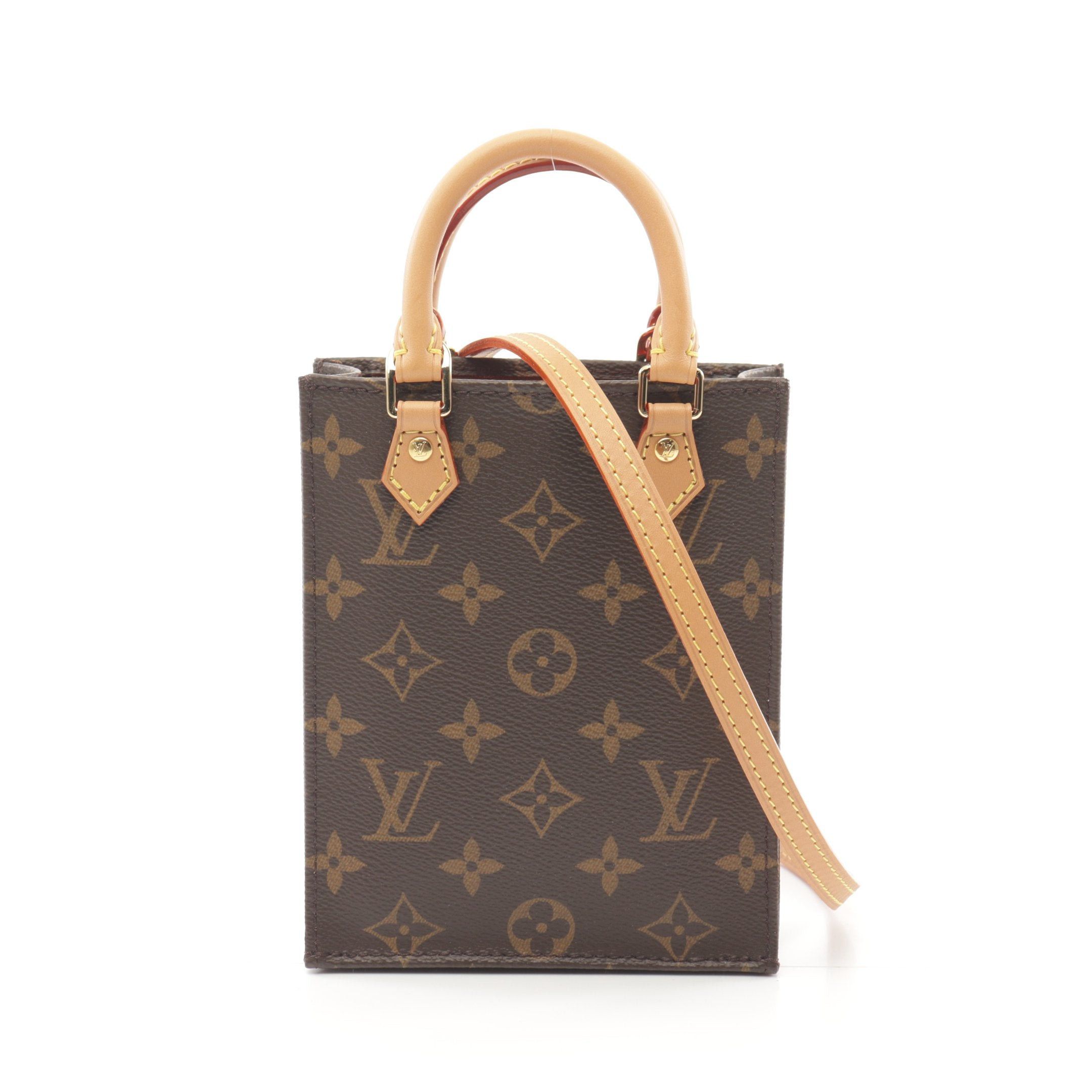 Louis Vuitton Louis Vuitton Petite Sac Plat Monogram Handbag Leather Brown Size ONE SIZE - 1 Thumbnail