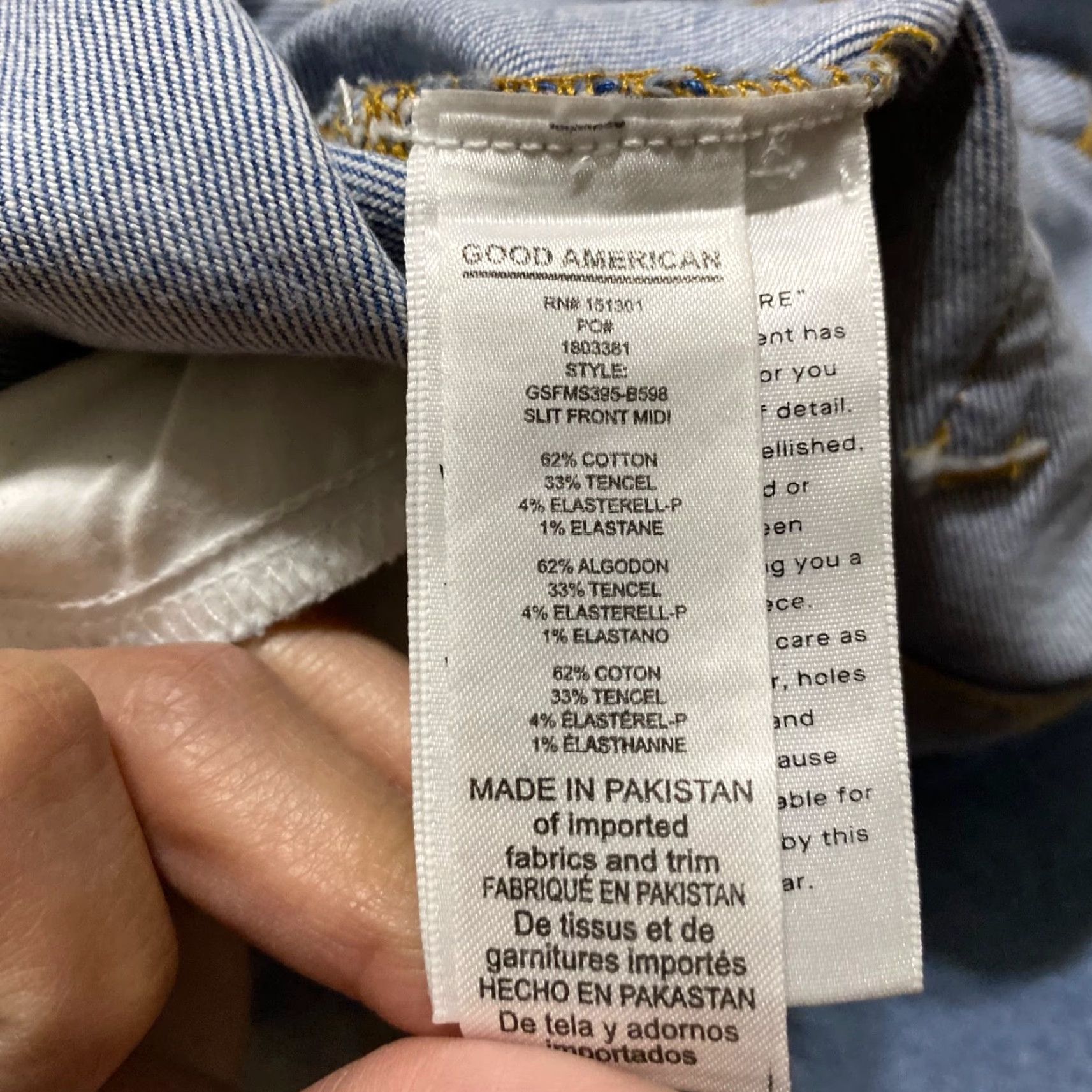 Good American Good American Womens Denim Skirt Midi Straight Slit Blue 0 XS? Size 25" / US 0 / IT 36 - 4 Thumbnail