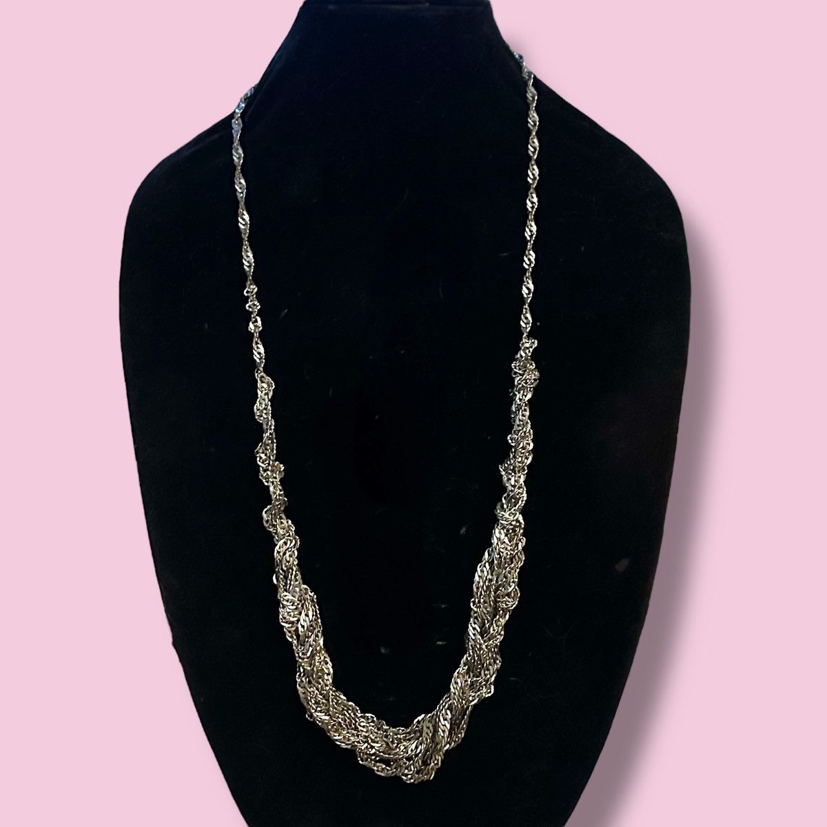 Other Long chunky twisted silver tone necklace Size ONE SIZE - 1 Thumbnail