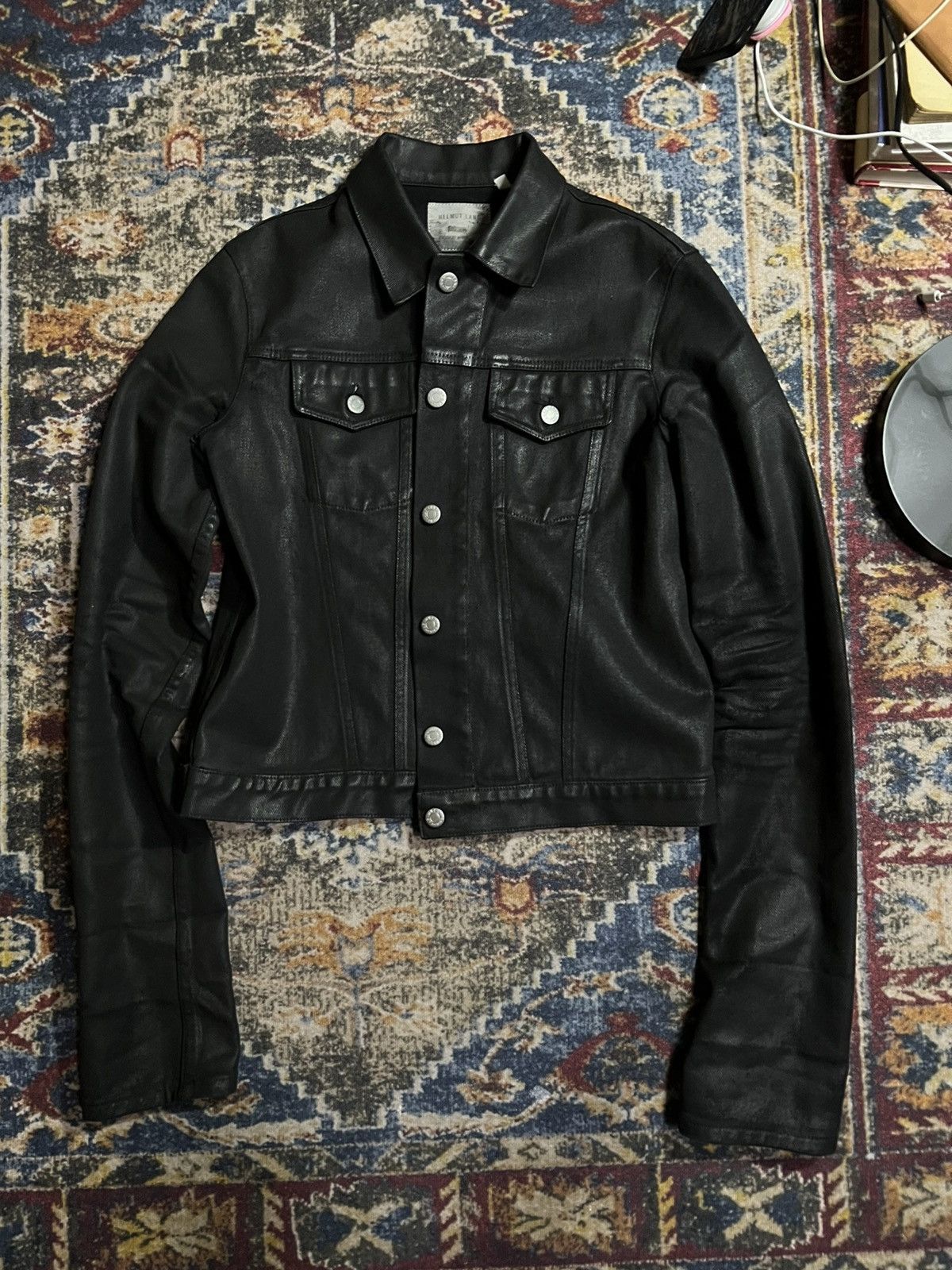 Helmut Lang Helmut lang Sherpa collar waxed denim jacket