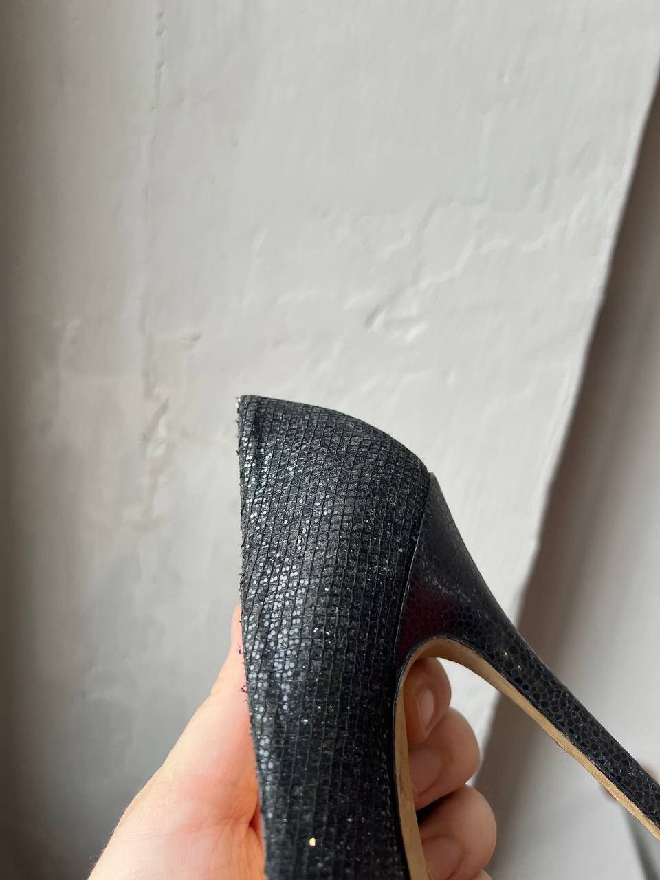 Jimmy Choo JIMMY CHOO LONDON BLACK GLITTER LOVE POINTED PUMPS HEELS 40 Size US 10 / IT 40 - 8 Thumbnail
