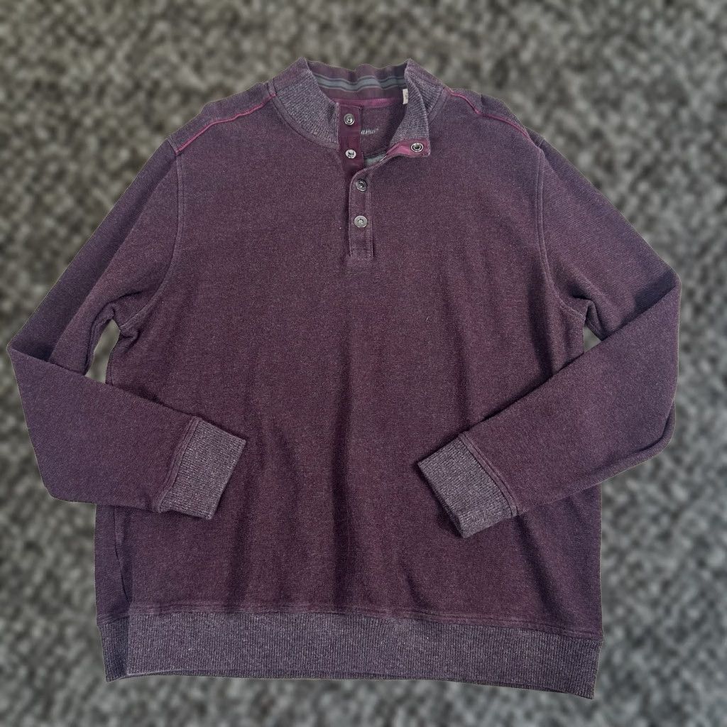 Tommy Bahama Tommy Bahama Sweater Pullover Mock Neck Button 2XL Mens Burgundy Heavyweight Knit Mock Sweatshirt Sweater Size US XXL / EU 58 / 5 - 1 Thumbnail