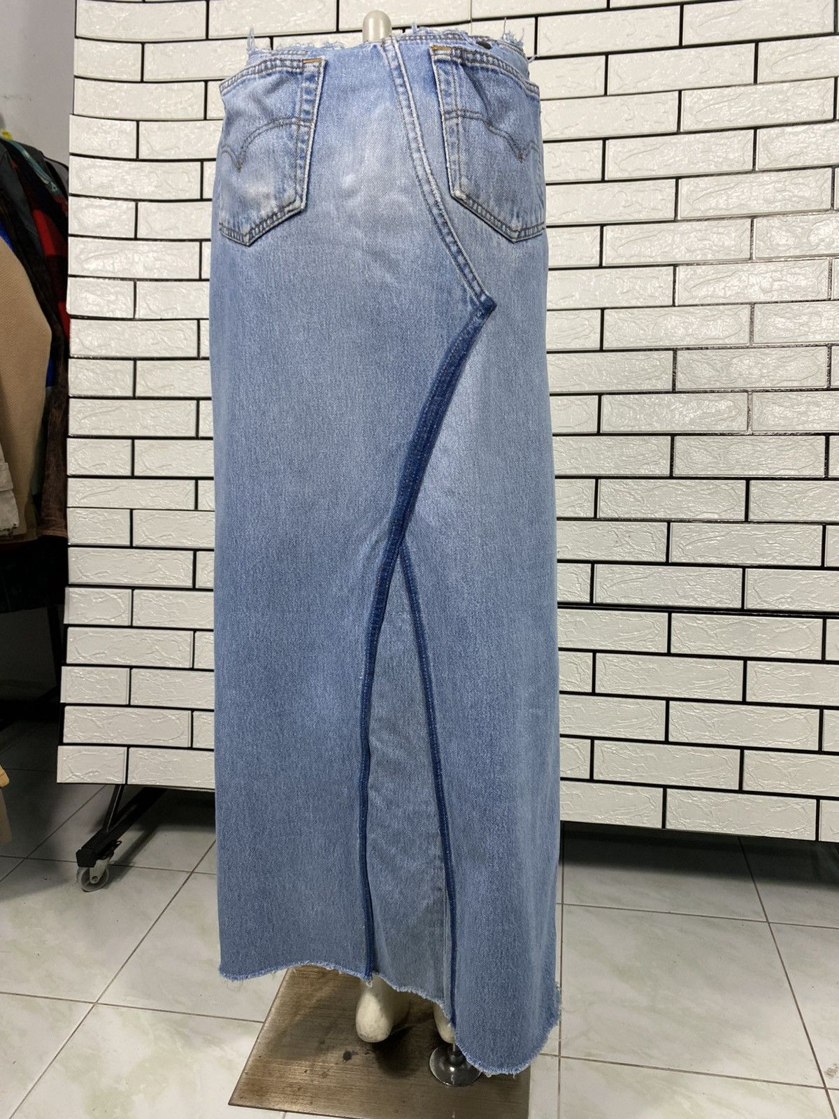 Needles 🔥DISTRESSED DESIGN DENIM LONG SKIRT REBUILD BY NEEDLES Size 28" / US 6 / IT 42 - 8 Thumbnail