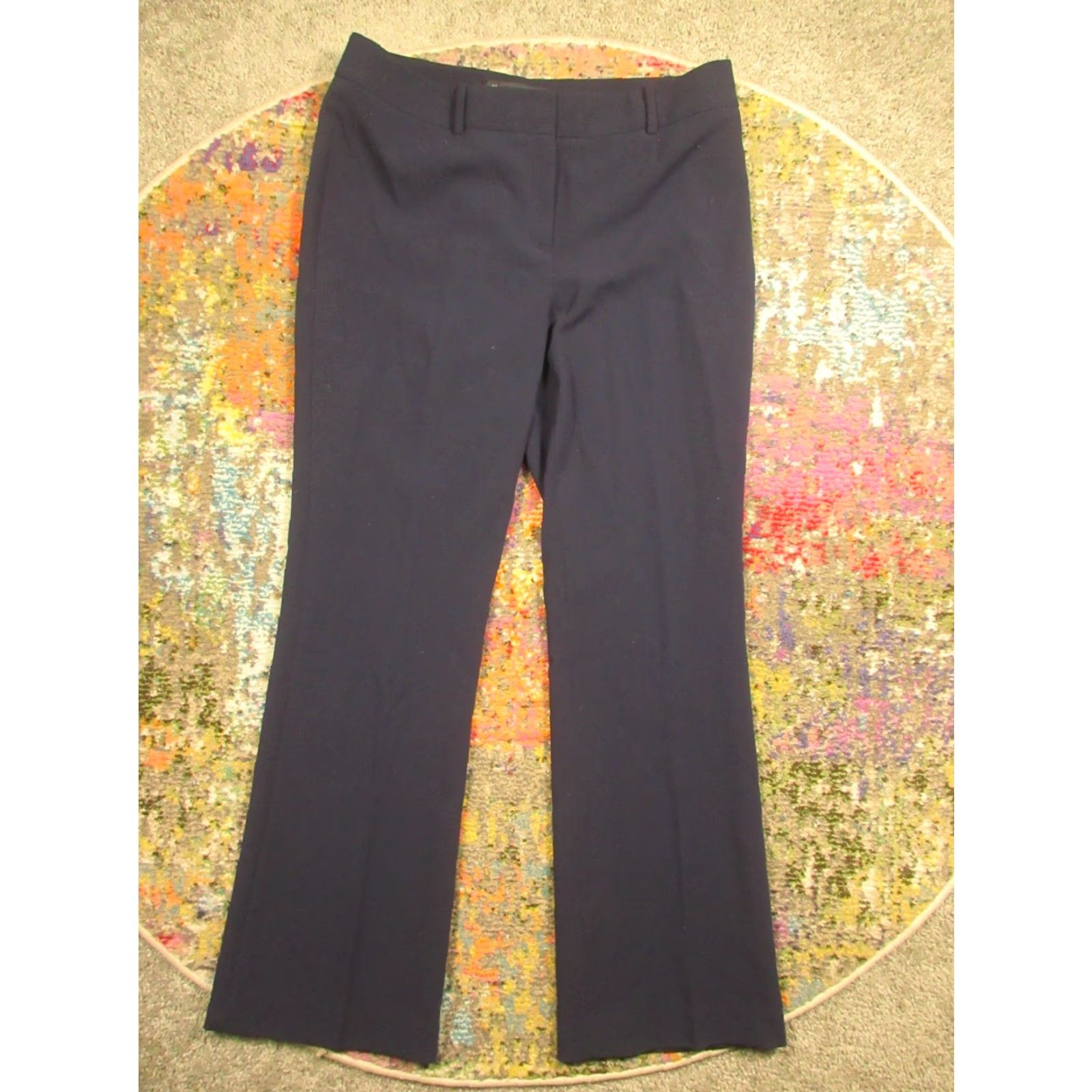 Karl Lagerfeld Karl Lagerfeld Paris Womens Navy Blue Straight Leg Career Dress Pants Size 10 Size 32" / US 10 / IT 46 - 2 Thumbnail