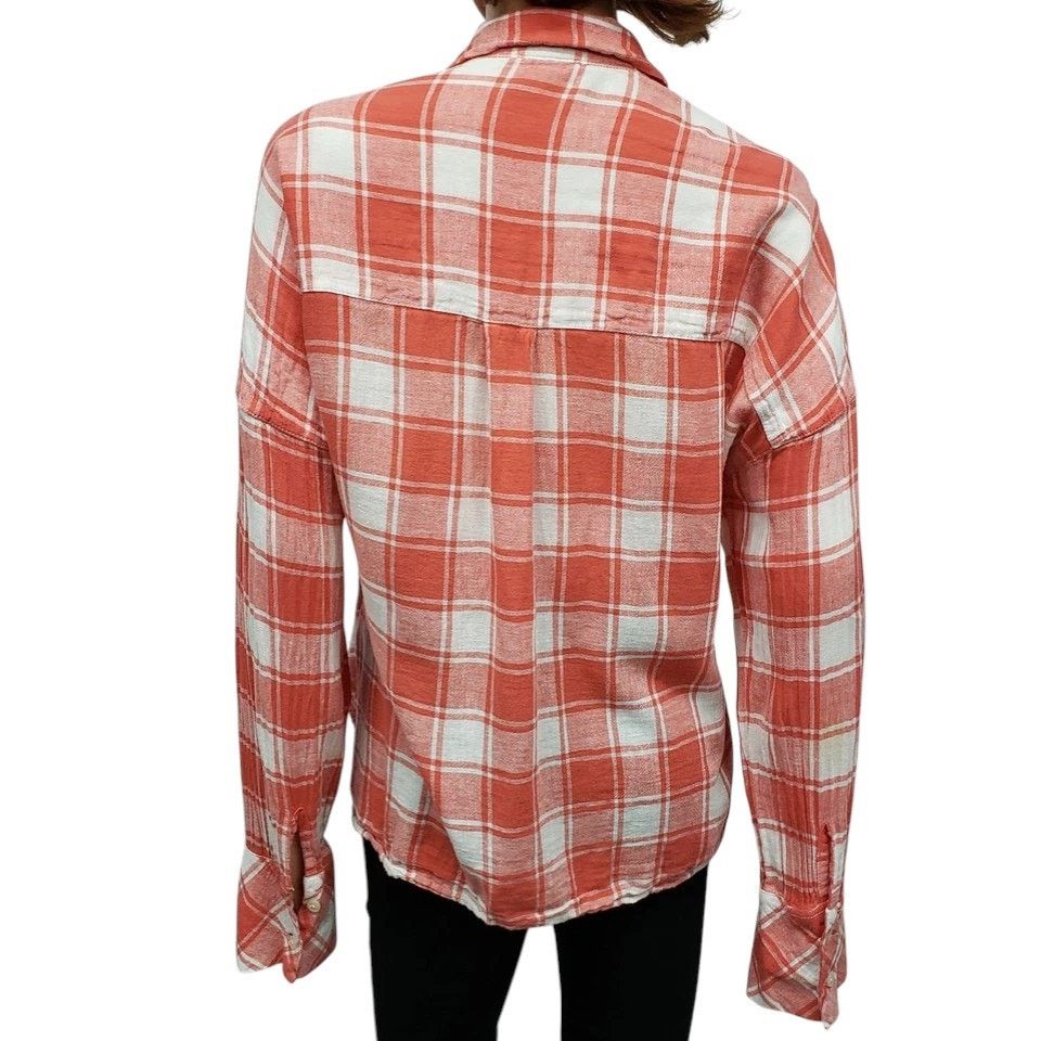 Sanctuary Sanctuary Linen Blend Boyfriend Shirt Plaid Cuffed Long Slee Size L / US 10 / IT 46 - 6 Thumbnail