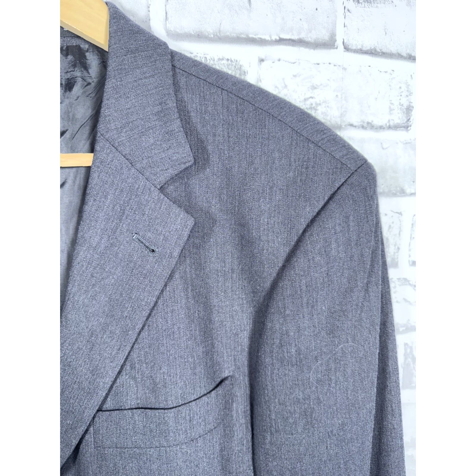 Hugo Boss Vtg HUGO BOSS Virgin Wool Gray Sport Coat Macys Mens 40 L Size US XXS / EU 40 - 2 Thumbnail