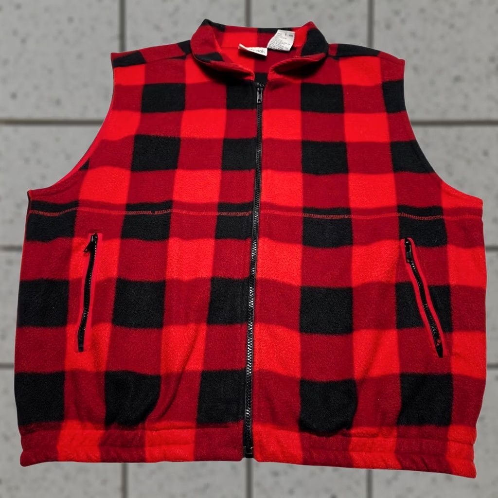 Vintage VINTAGE OutBrook Buffalo Plaid Fleece Vest Women's L Red Full Zipper Short Jacket/Coat? Size L / US 10 / IT 46 - 1 Thumbnail
