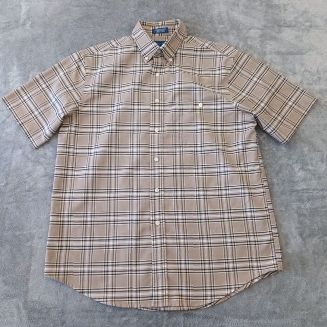 Vintage TownCraft Shirt Mens Medium Gray Plaid Short Sleeve Button-Down Collaboration Size US M / EU 48-50 / 2 - 2 Thumbnail