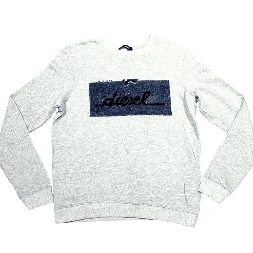 Diesel VINTAGE Diesel SEQUINS F-RADI-AE Sweatshirt Grey Women’s Long Sleeve Small Pullover Crew Neck Used Size S / US 4 / IT 40 - 2 Thumbnail