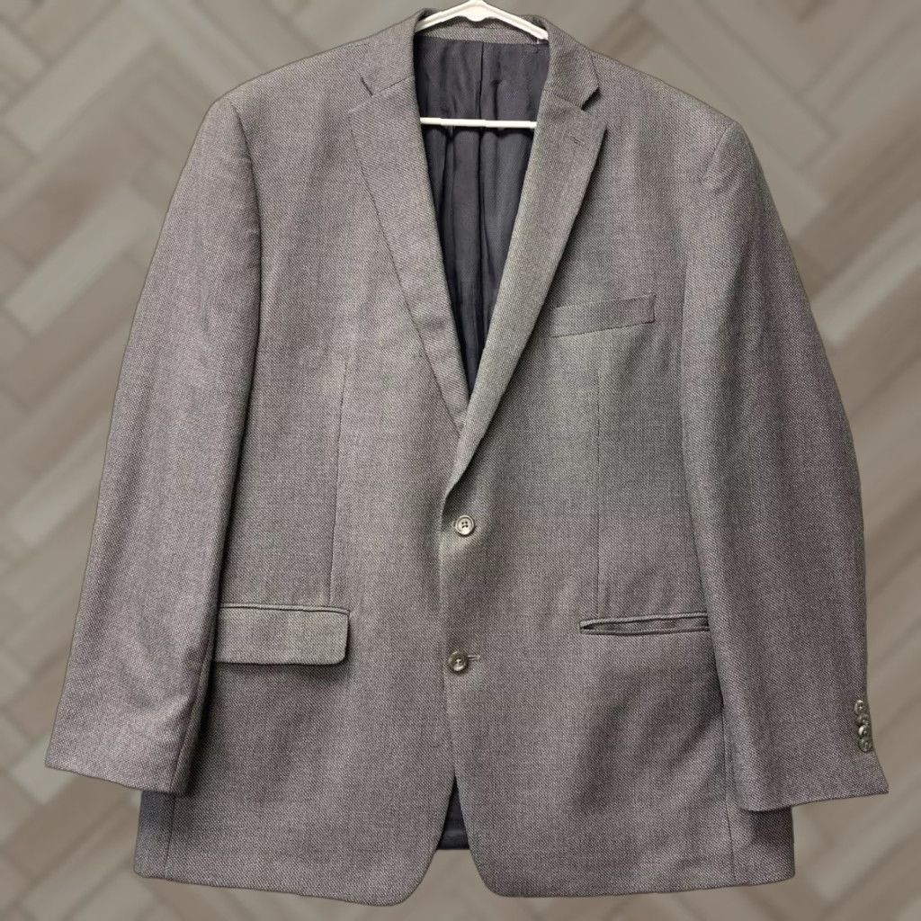 Michael Kors Michael Kors Blazer Mens 2 Button Gray Houndstooth Sport Coat Long 46L Regular Notch Lapel Mens Size 46R - 1 Thumbnail
