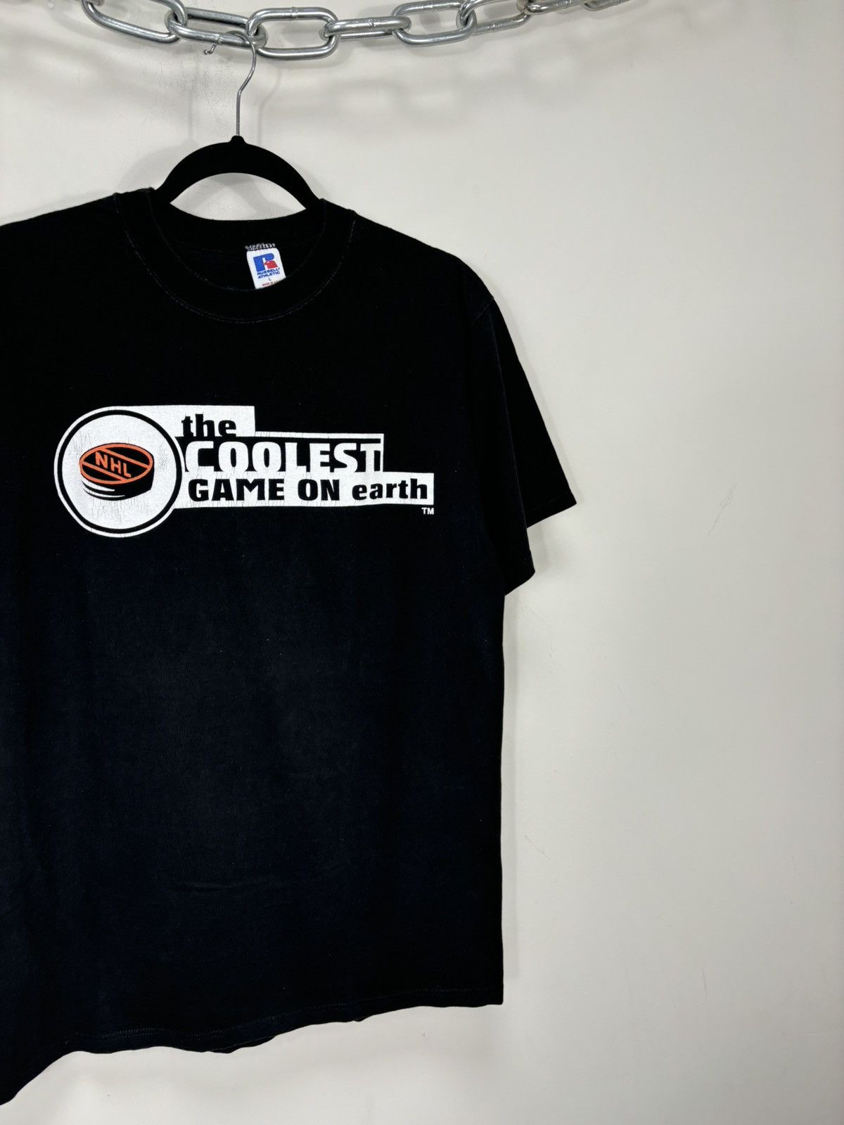 Russell Athletic Vintage 90s Russell Athletic USA Logo NHL Black T-Shirt Tee Size US L / EU 52-54 / 3 - 3 Thumbnail