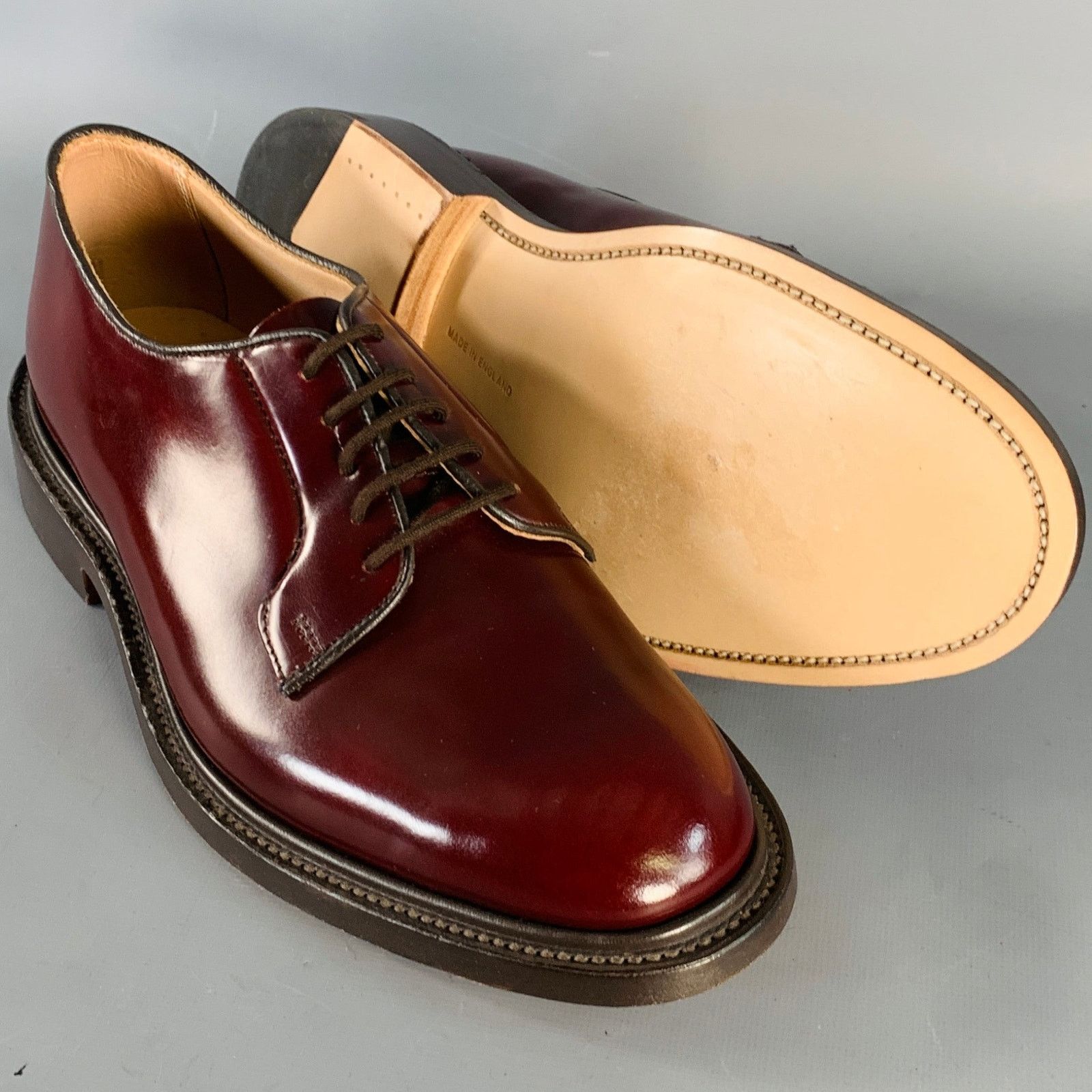 Tricker's TRICKER'S LONDON Bookbinder Leather Derby Lace-Up Shoes Size US 8 / EU 41 - 5 Thumbnail