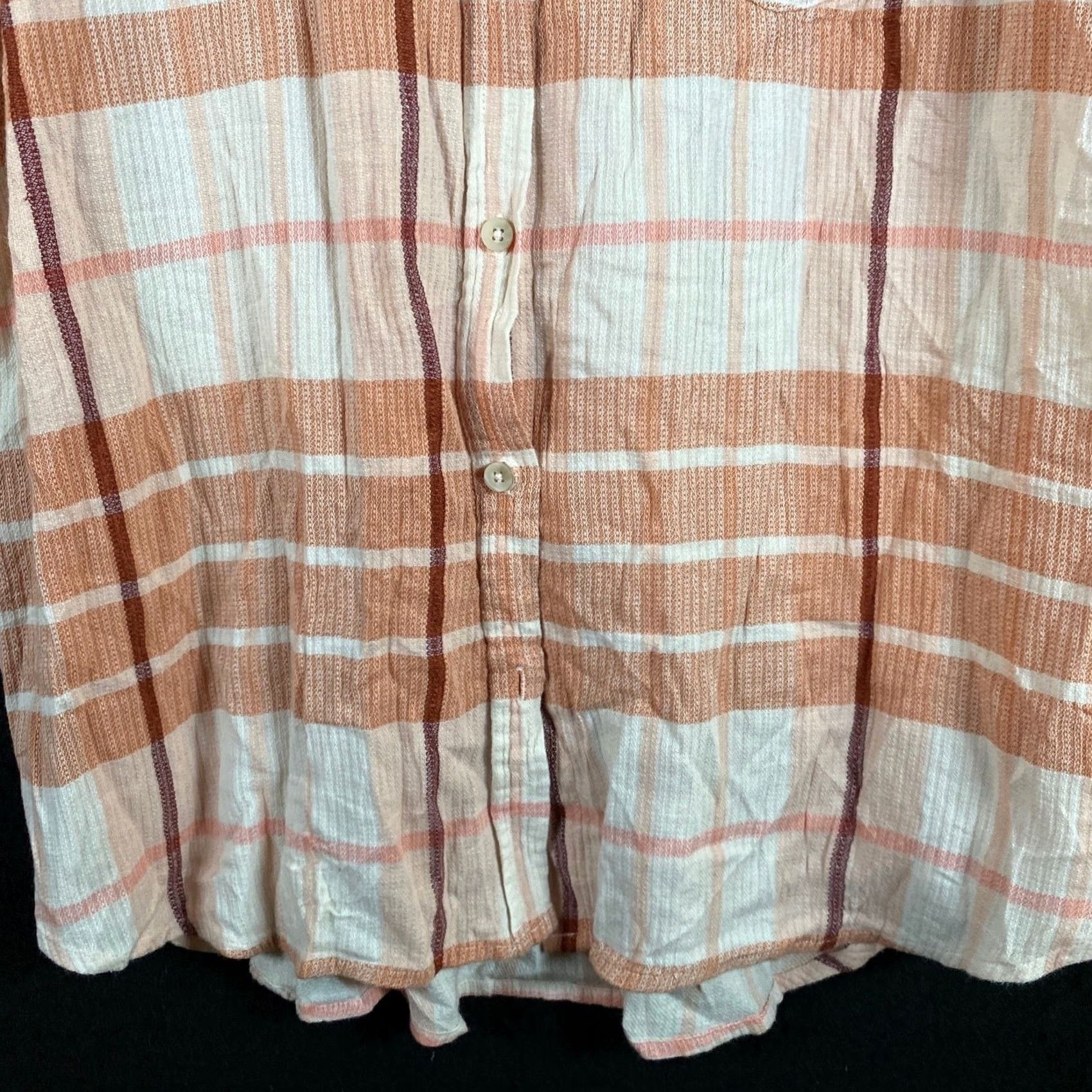 Vintage Sonoma Shirt Orange Tan Plaid Flannel Button-Down Cotton Blend Large Womens Size L / US 10 / IT 46 - 3 Thumbnail