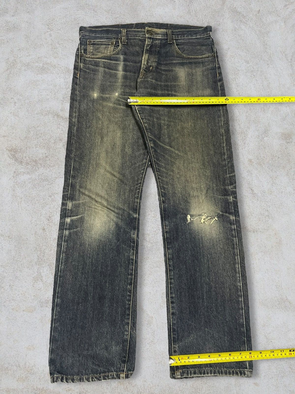 Jun Takahashi Vintage Y2K Japanese Denim Grey Sandwash Ripped Regular Cut Size US 34 / EU 50 - 12 Thumbnail