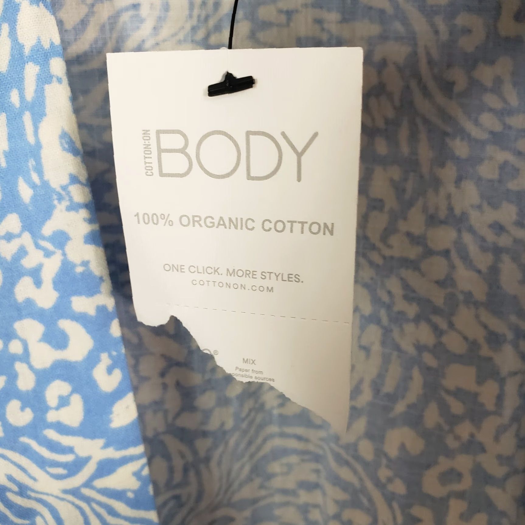 Vintage Cotton:On Body Cover Up Womens XS Blue White Organic Cotton Shirt Size ONE SIZE - 6 Thumbnail