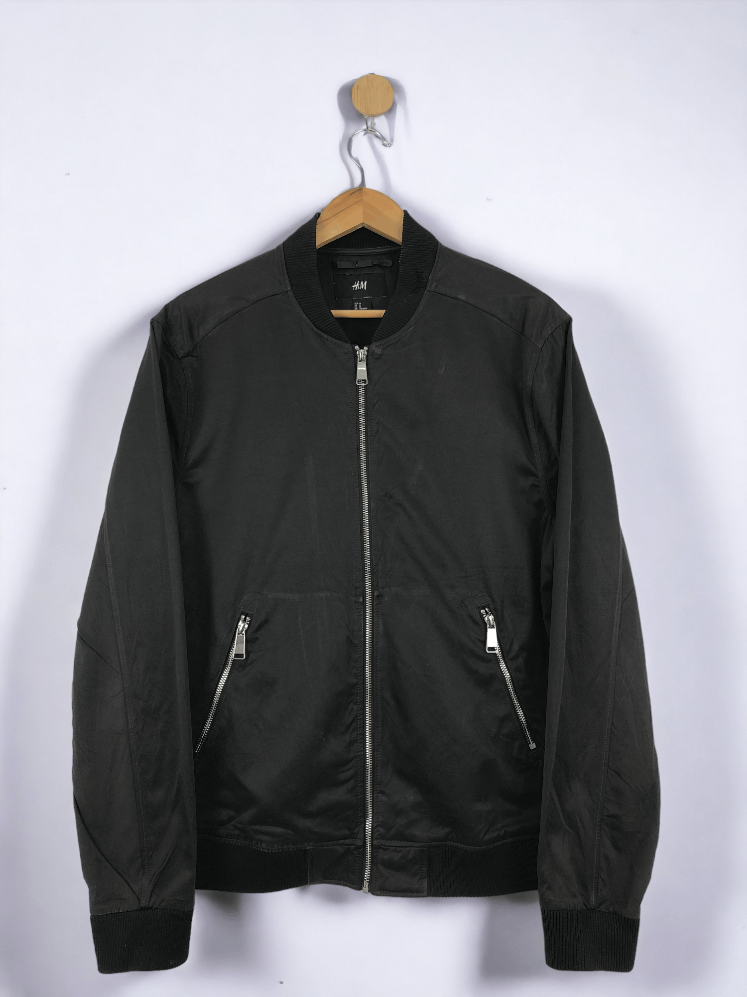 H&M Bomber Zipper Ups Denim Jacket Black