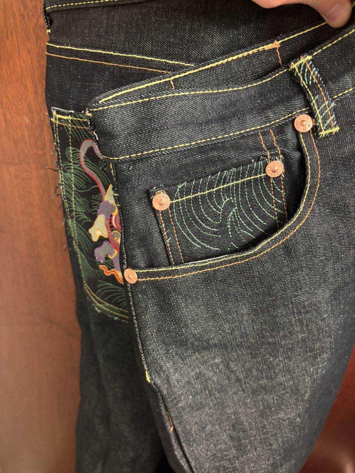 Red Monkey Red monkey indigo embroidered denim shorts/jorts 2000s Size US 38 / EU 54 - 5 Thumbnail