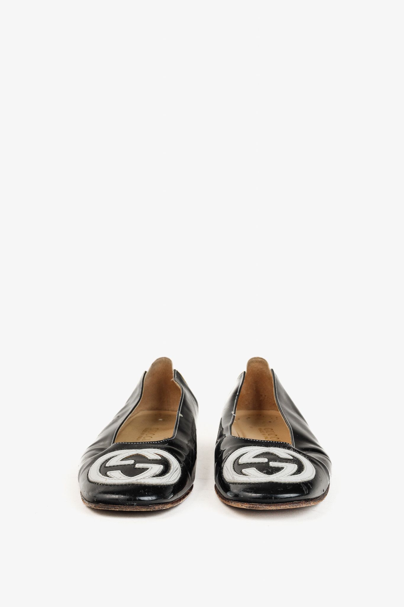 Gucci Gucci Black Patent-Leather GG-Logo Ballerina Flats Size US 7.5 / IT 37.5 - 3 Thumbnail