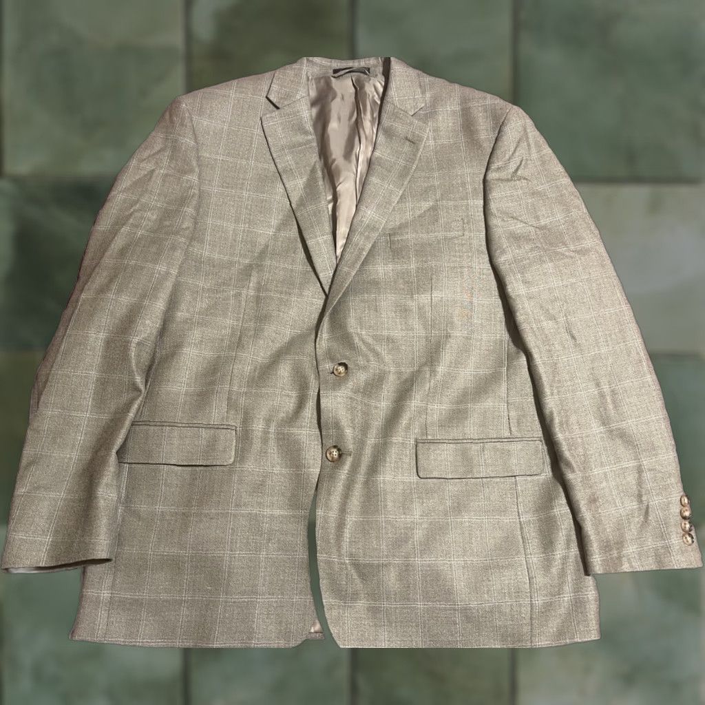 Ralph Lauren Lauren Ralph Lauren Sport Coat Blazer Mens 46L Two-Button Check Wool Silk Jacket MuliColor Notch Lapel Long Size 46R - 1 Thumbnail