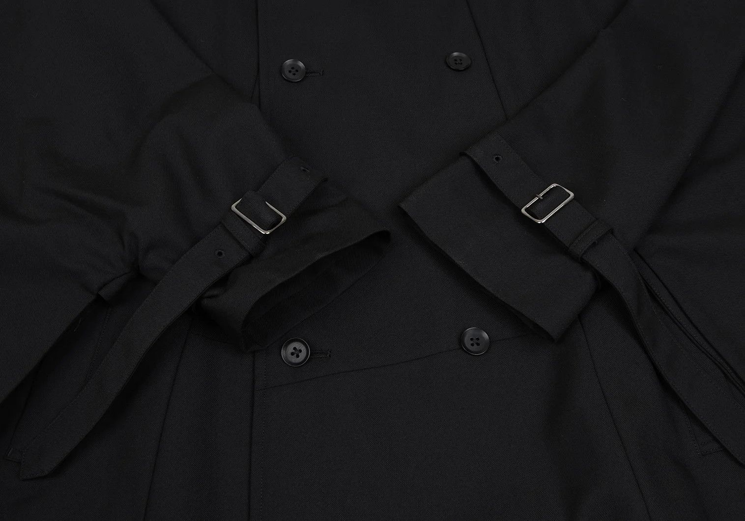Yohji Yamamoto Wool-Poly Gabardine Trench Cape Coat in Black Size 3 Size US L / EU 52-54 / 3 - 7 Thumbnail