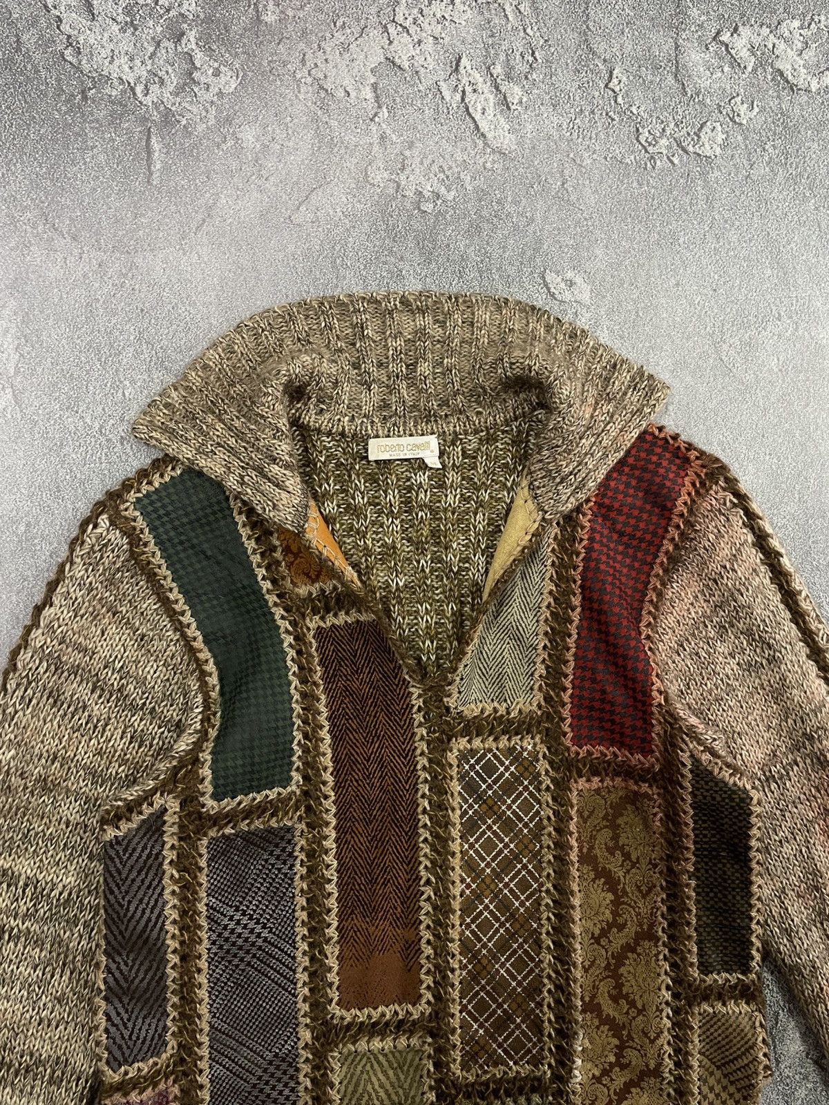 Roberto Cavalli Rare Roberto Cavalli Patchwork Leather Mohair Knit Sweater Size M / US 6-8 / IT 42-44 - 2 Thumbnail