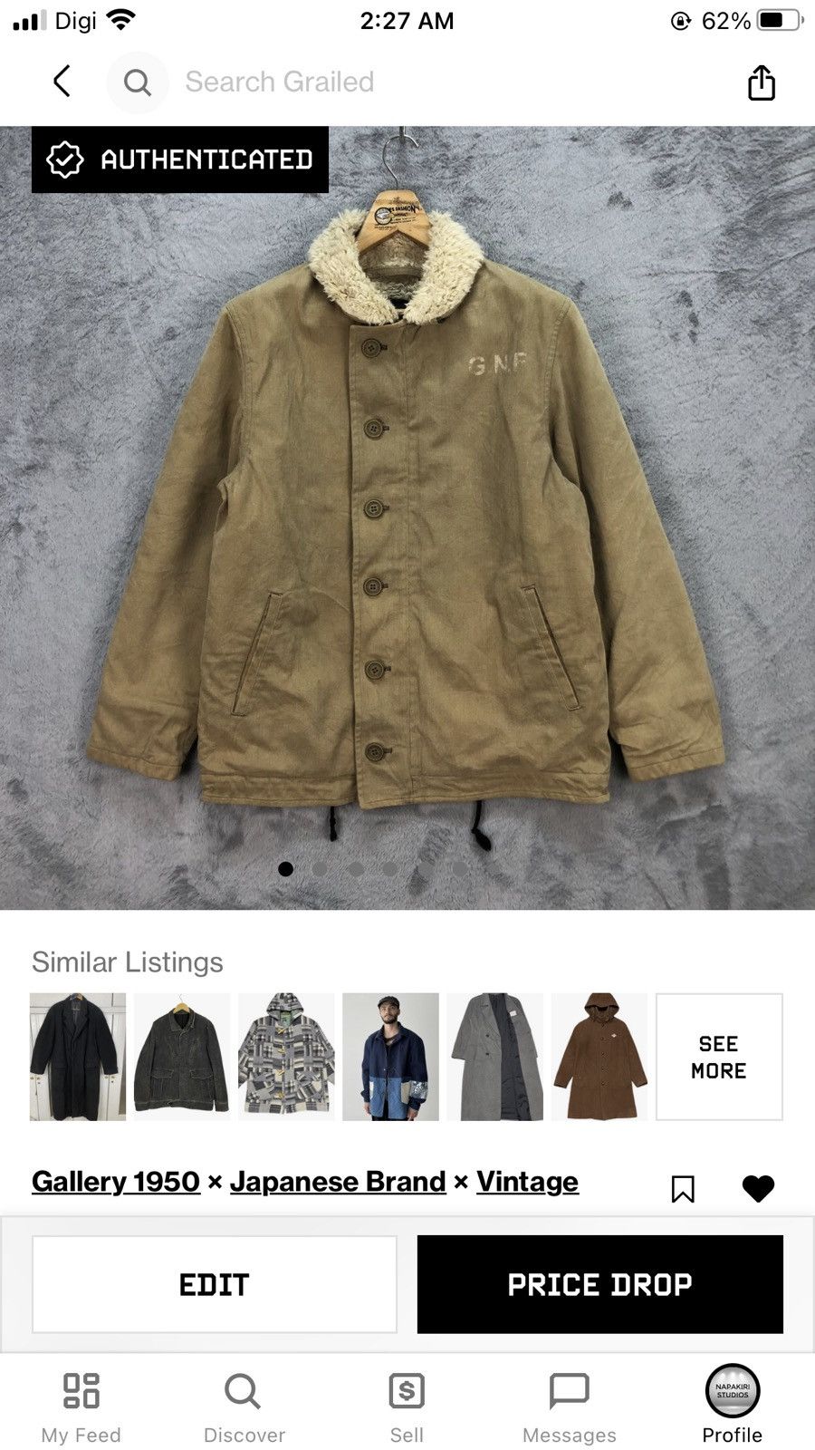 Gallery1950 GALLERY 1950 GNF DW-95 N-1 SHERPA DECK JACKET #5749-205 Size US M / EU 48-50 / 2 - 14 Thumbnail