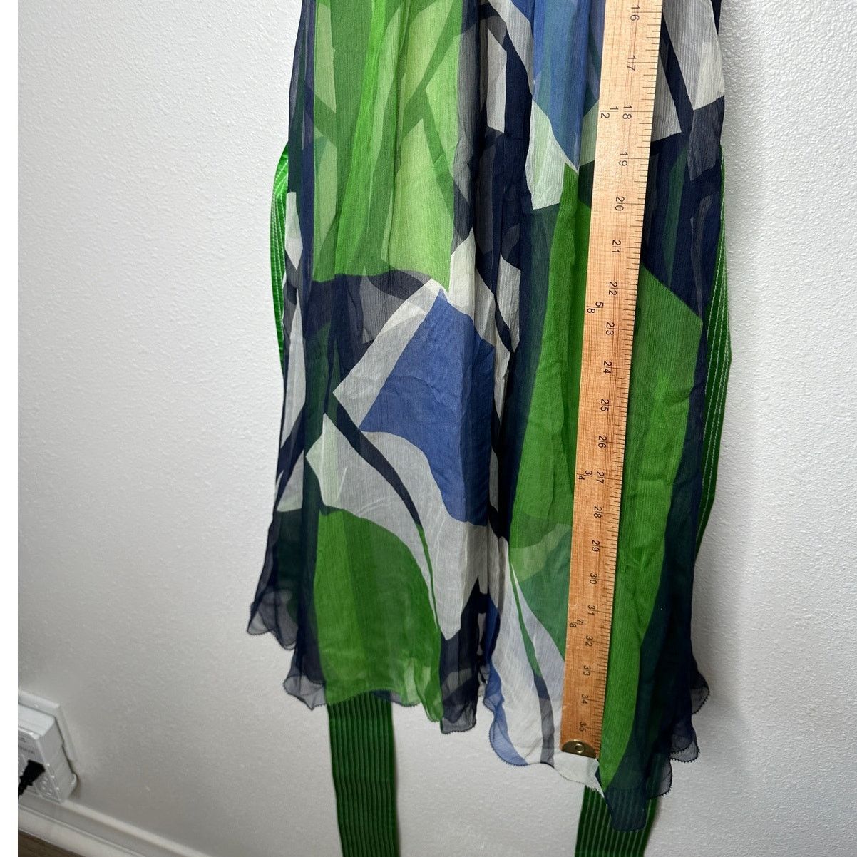 Other Catherine Malandrino Blue Green Cream Silk Tie Dress 6 Size M / US 6-8 / IT 42-44 - 11 Thumbnail