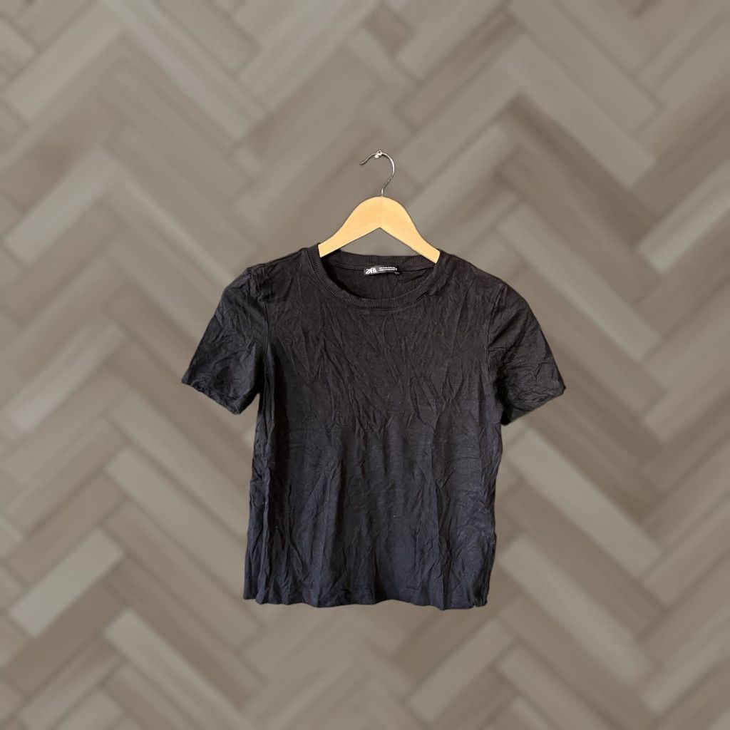 Zara Zara Womens Black Plain Short Sleeve T-shirt Size Small Size S / US 4 / IT 40 - 1 Thumbnail