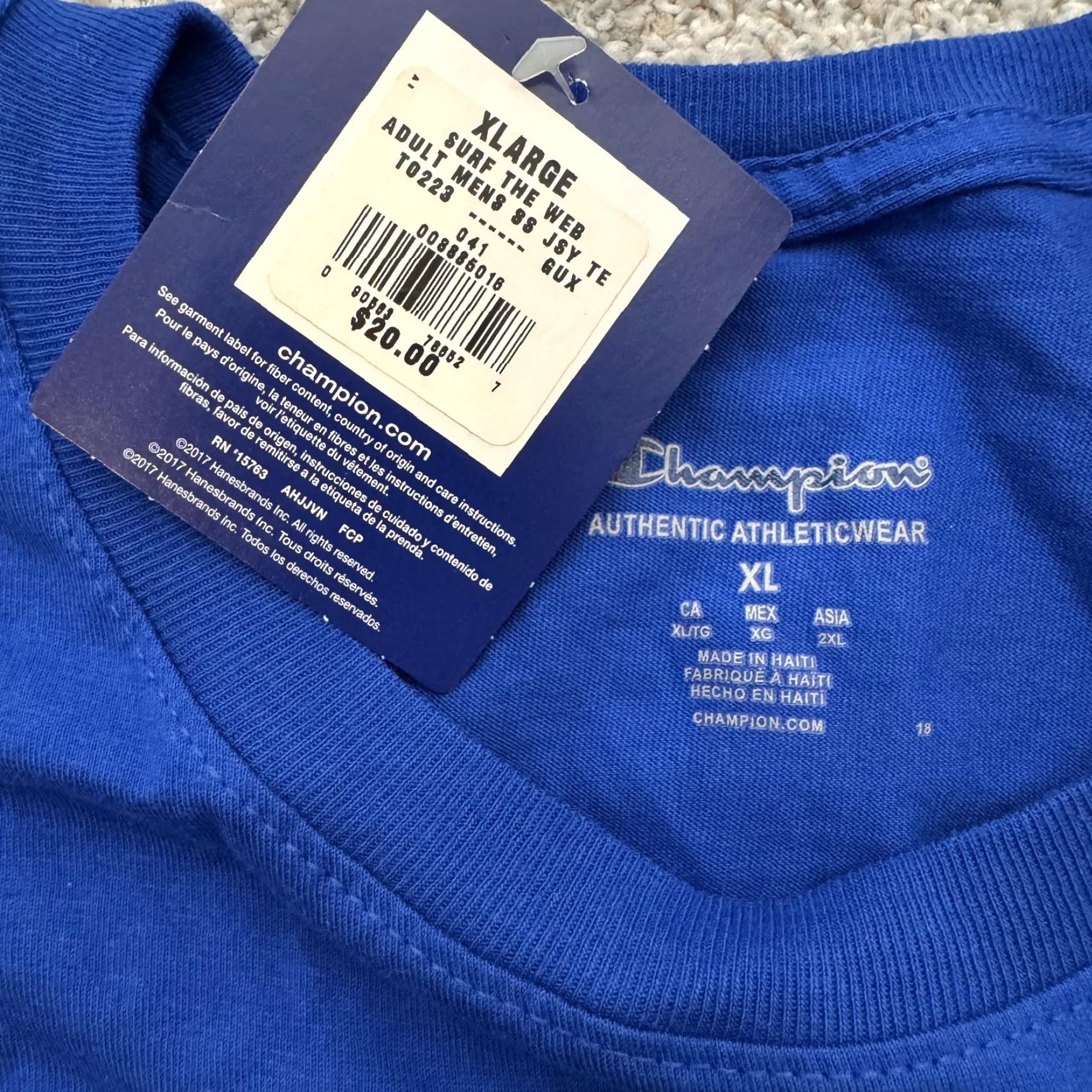 Champion Champion Shirt Mens XL Blue Surf The Web Athletic Tee Embroidered Logo Cotton Size US XL / EU 56 / 4 - 5 Thumbnail