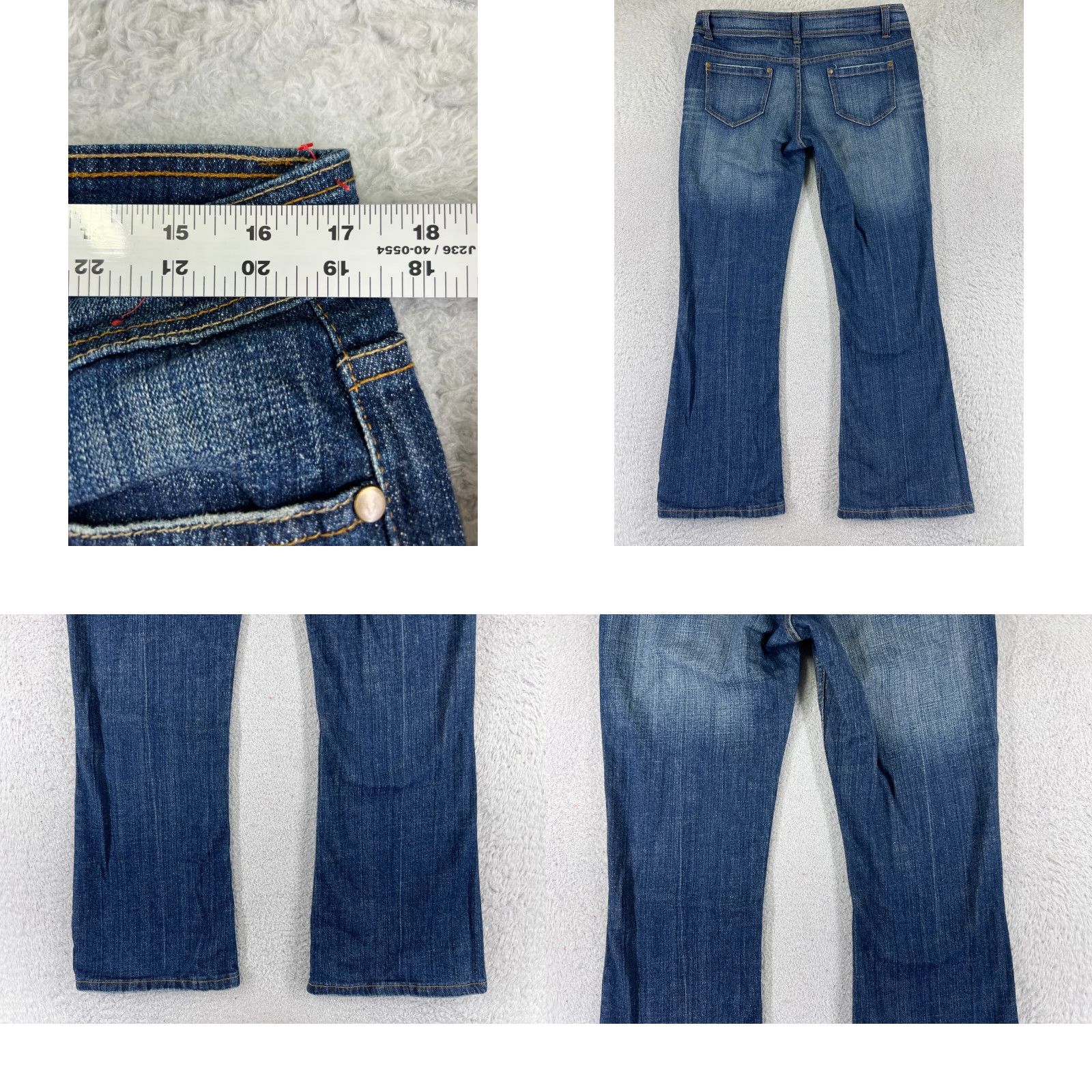 CO Denim Co Jeans Womens 14 Blue Denim Flared Low Rise 33x30 Cotton Blend 5-Pocket Zipper Distressed Regular Size 14 Womens Jeans Size 36" / US 14 / IT 50 - 9 Thumbnail