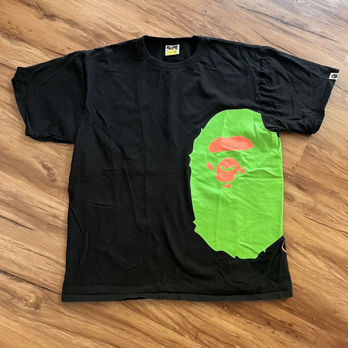 Image of Crazy Y2K Essential Bape Logo Grunge Nigo Graphic Skate Tee in Black, Men's (Size 2XL)