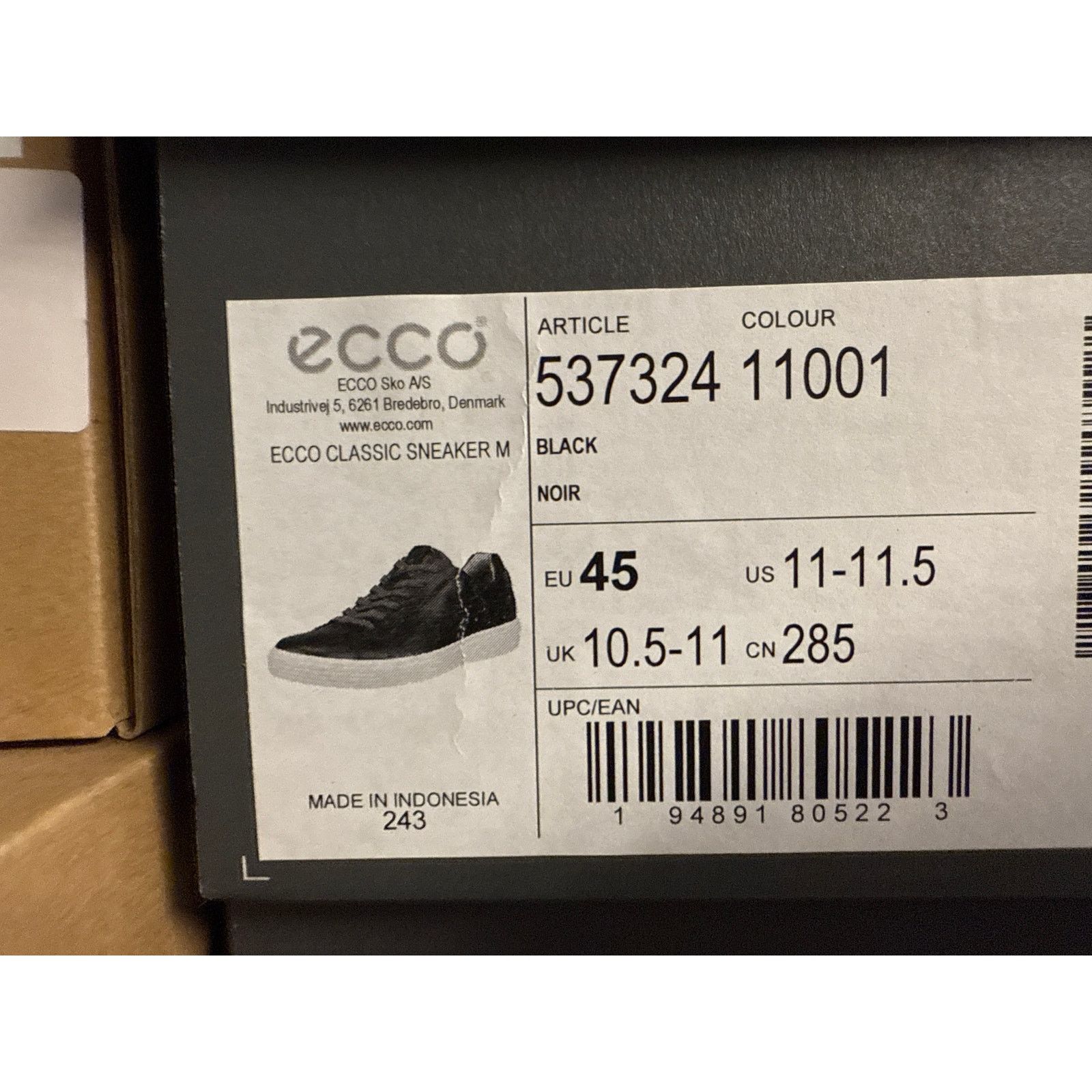 Ecco ECCO MEN'S 11 CLASSIC SNEAKER BLACK LEATHER 53732411001 Size US 11 / EU 44 - 6 Thumbnail