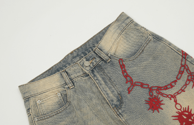 Japanese Brand × Jean Men's street heavy duty printed loose jeans y2k Size US 32 / EU 48 - 4 Thumbnail