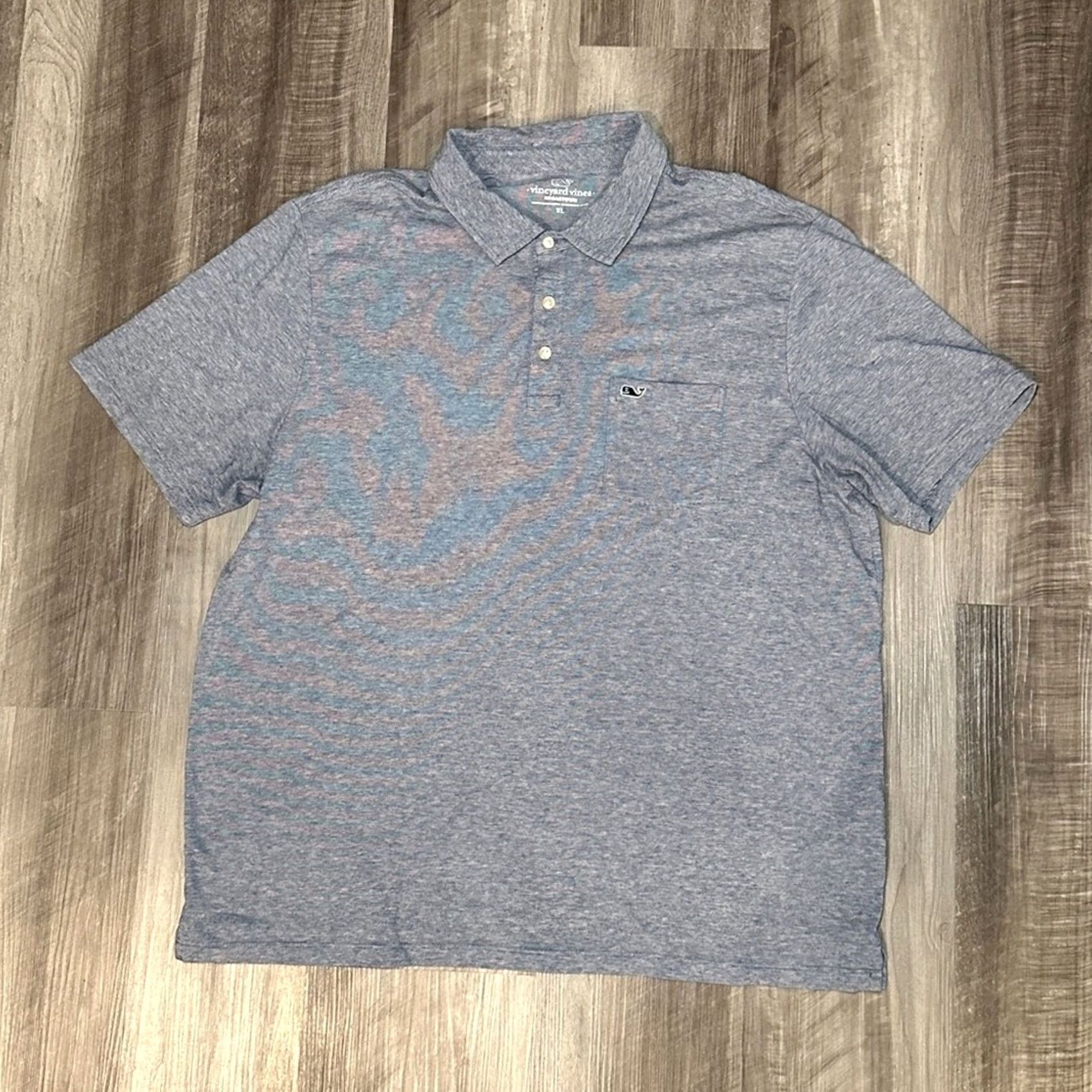 Vineyard Vines Vineyard Vines Edgartown Heather Striped Polo XL Men Navy Blue Cotton Polyester Spandex 57/38/5 Regular Shirt Mens Size US XL / EU 56 / 4 - 2 Thumbnail