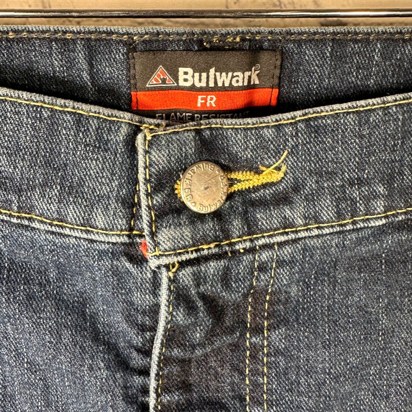 Denime Bulwark FR Mens Jeans 36 37 Dark Wash CAT2 2112 Denim Pants Straight 5-Pocket Denim Blue Size US 37 - 3 Thumbnail