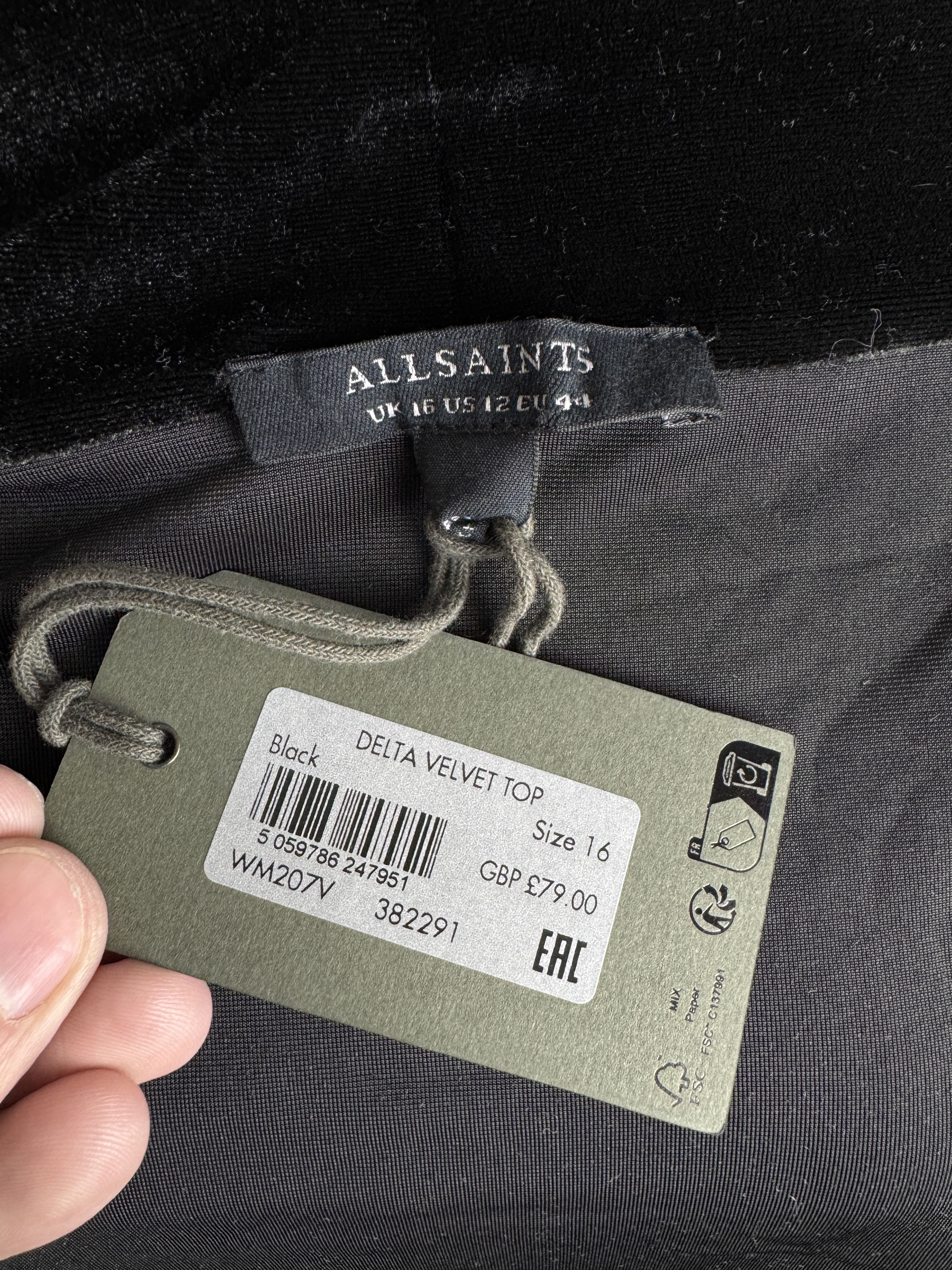 Allsaints ALL SAINTS Delta women’s black velvet top Size M / US 6-8 / IT 42-44 - 4 Thumbnail