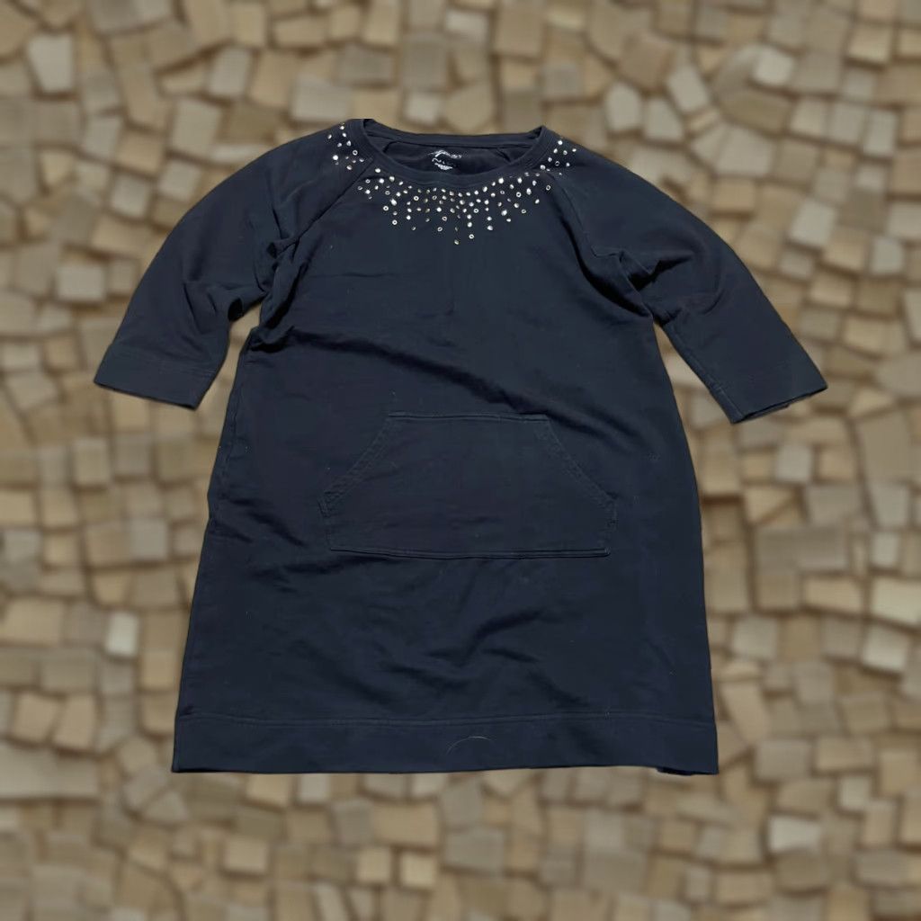 Vintage Style&co. Dress Shirt Dress Women's Large Black 3/4 Sleeve Crew Neck Pullover Casual Short Dress Women Style&co. Dress Size L / US 10 / IT 46 - 1 Thumbnail