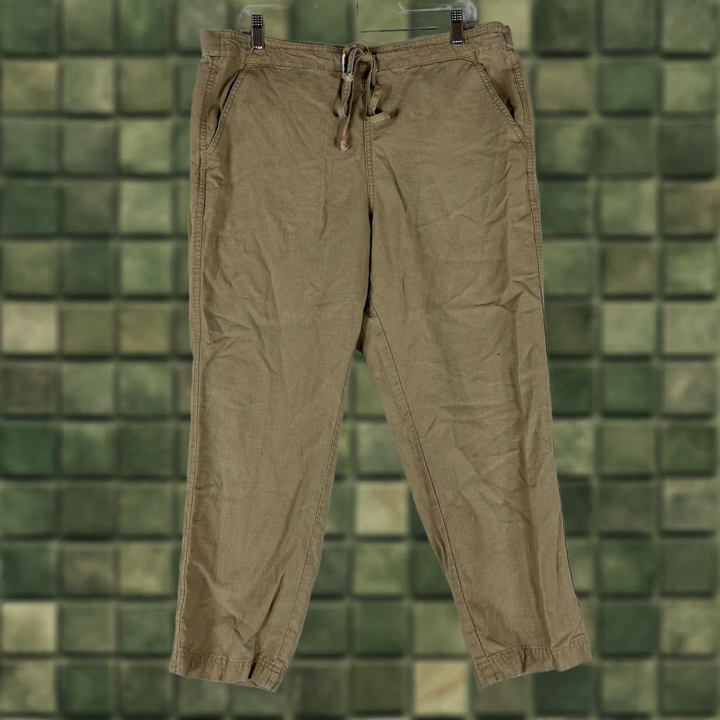 J.Crew J. Crew Linen Blend Casual Pants Womens Large Brown Tan Drawstring Yoga Gym Pants Size 36" / US 14 / IT 50 - 1 Thumbnail