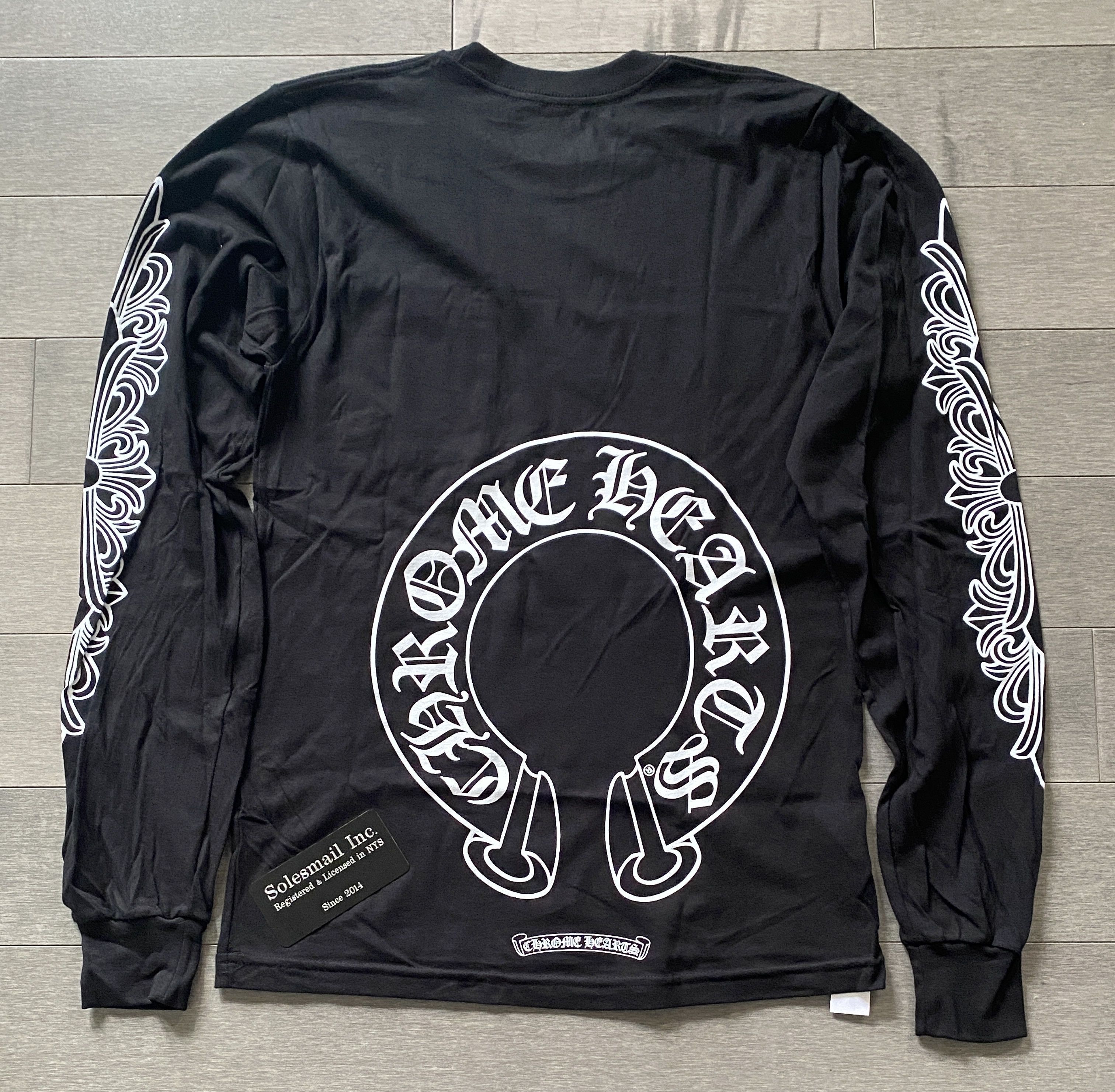 image of Chrome Hearts Horse Shoe Logo Long sleeve Tee in Black, Men's (Size Small)