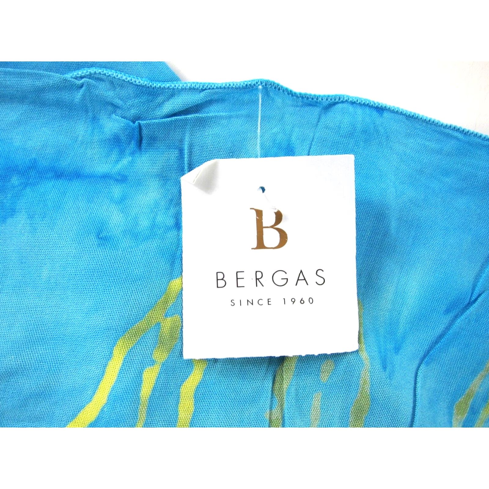 Vintage NWT Bergas 100% Rayon Blue Orange Yellow Sun Beach Wrap Sarong - Unisex Size ONE SIZE - 2 Thumbnail