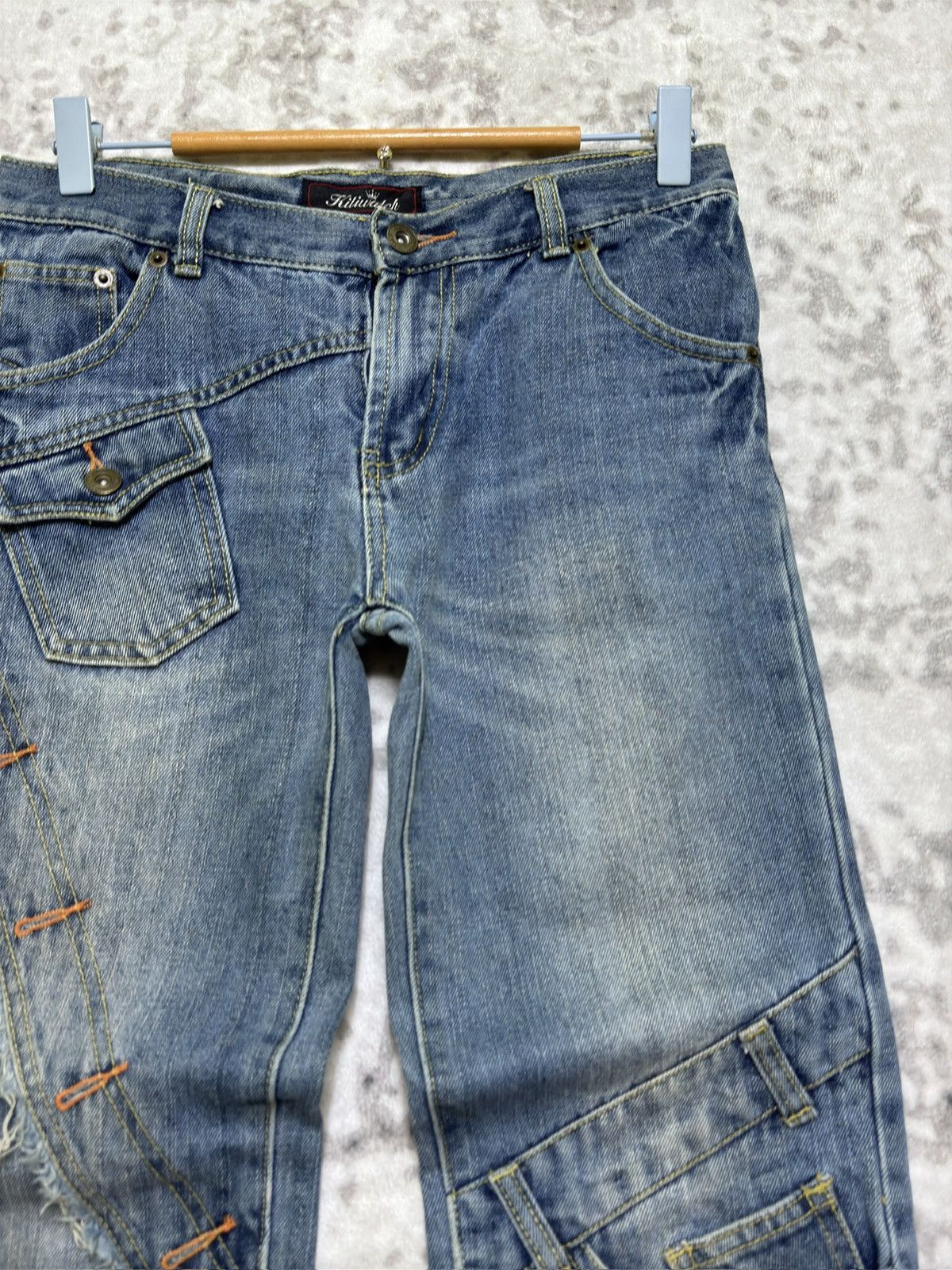 Japanese Brand Y2K Kiliwatch Paris Multipocket Patchwork Denim Jeans Size 28" / US 6 / IT 42 - 5 Thumbnail