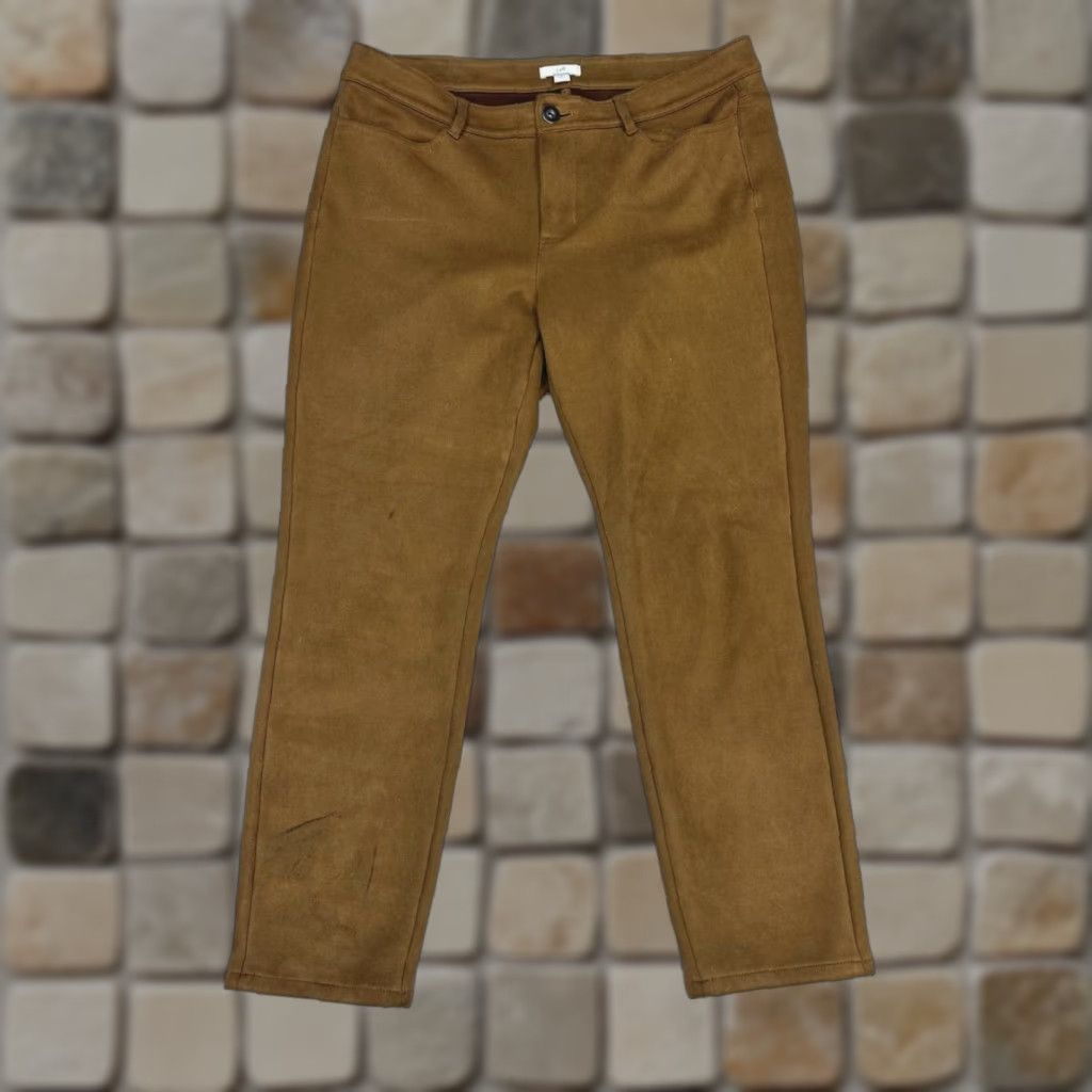 J. Jill J Jill Pants Womens 10 Petite Brown Faux Suede Luxe Ankle Stretch Straight Leg Size 32" / US 10 / IT 46 - 1 Thumbnail