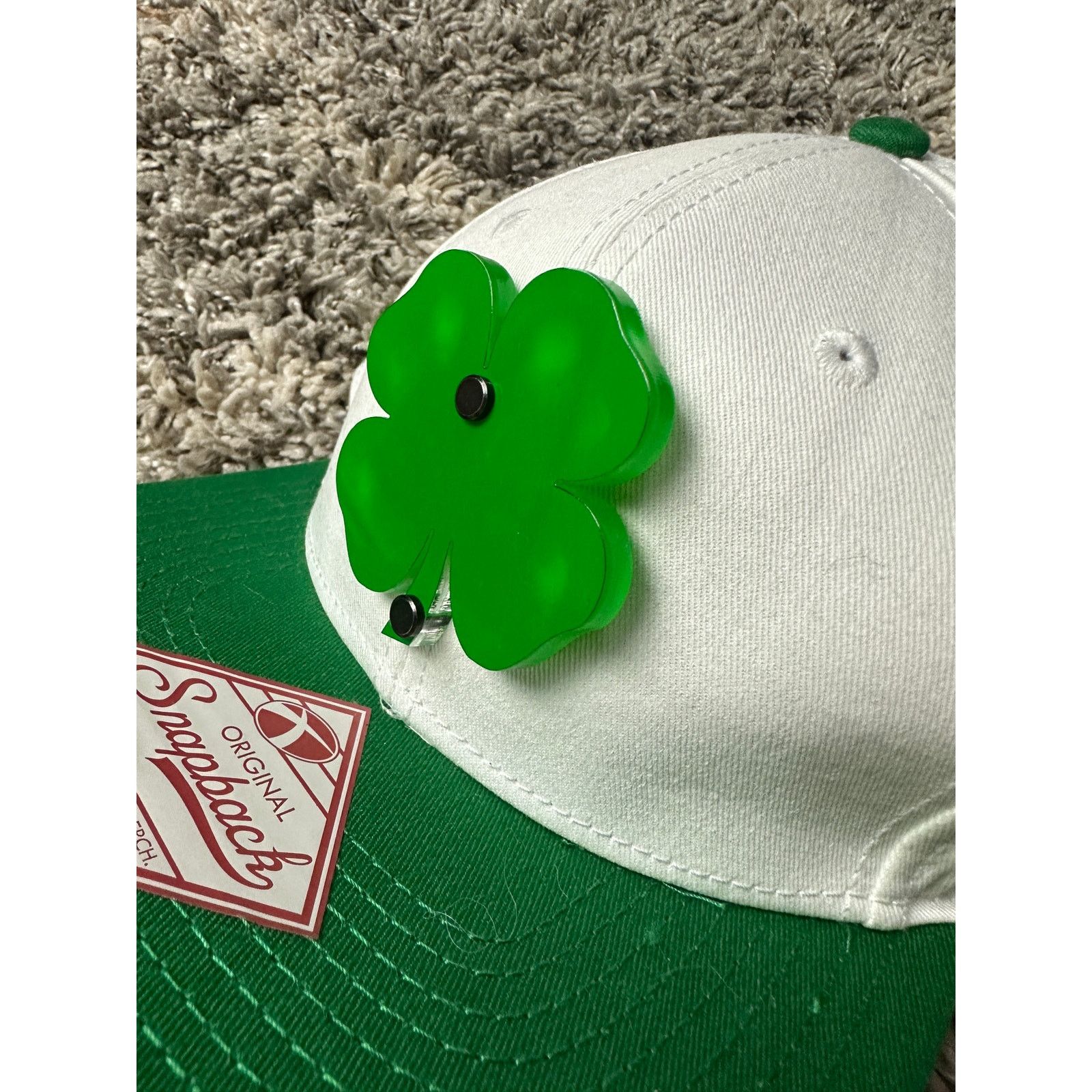 Other Neonlights Green Acrylic Clover LUCKY Baseball Cap Hat Size ONE SIZE - 6 Thumbnail