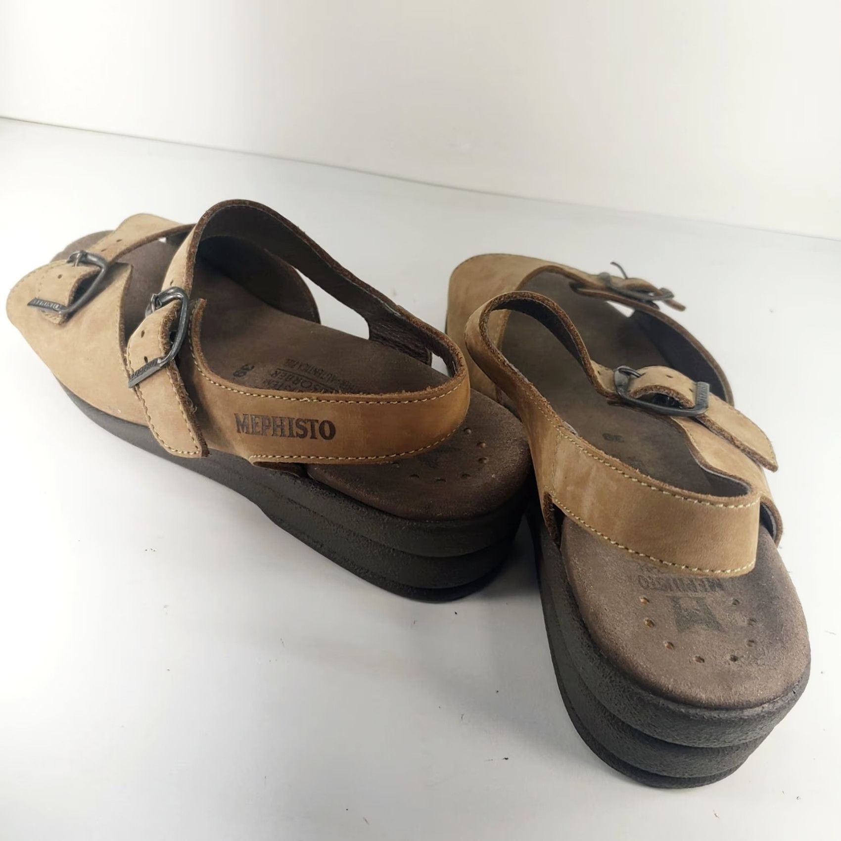 Mephisto Mephisto Sandals Suede Brown Wedge Strappy Women's 8M EU 39 Adjustable Arch Support Cushioned Comfort Leather Upper Breathable Nonslip Size US 8 / IT 38 - 5 Thumbnail